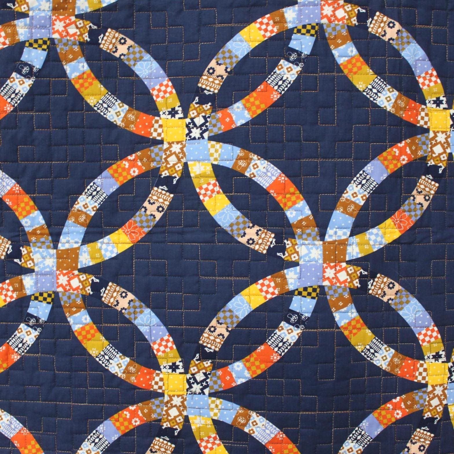 Double sided pre quilted fabric, 3YD, Ready to Use, Ruby Star Honey Navy by Alexia Abegg, Speckled Metallic Cayenne Rashida Coleman Hale - image 5