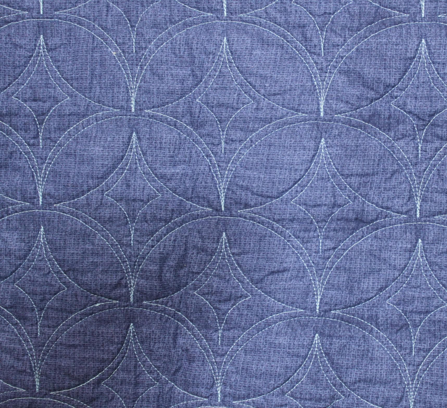 Double sided pre-quilted fabric, Ready to Use for Jacket/Vests, Tim Holtz Memorandum Blue Collage Print, Blue Demin Texture - image 5