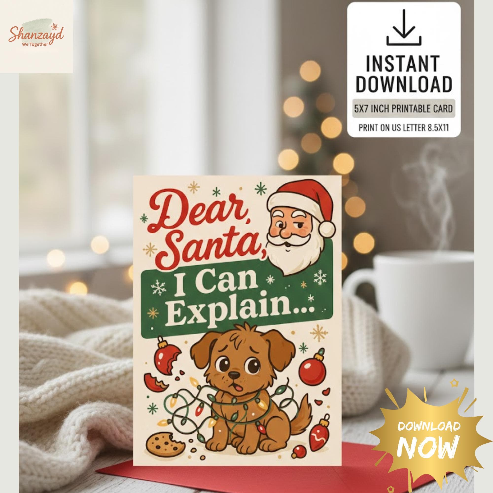 Funny Christmas Card • Wife Christmas Card • 5x7 PDF •  Holiday Greeting •Pet Lover Card • Instant Download
