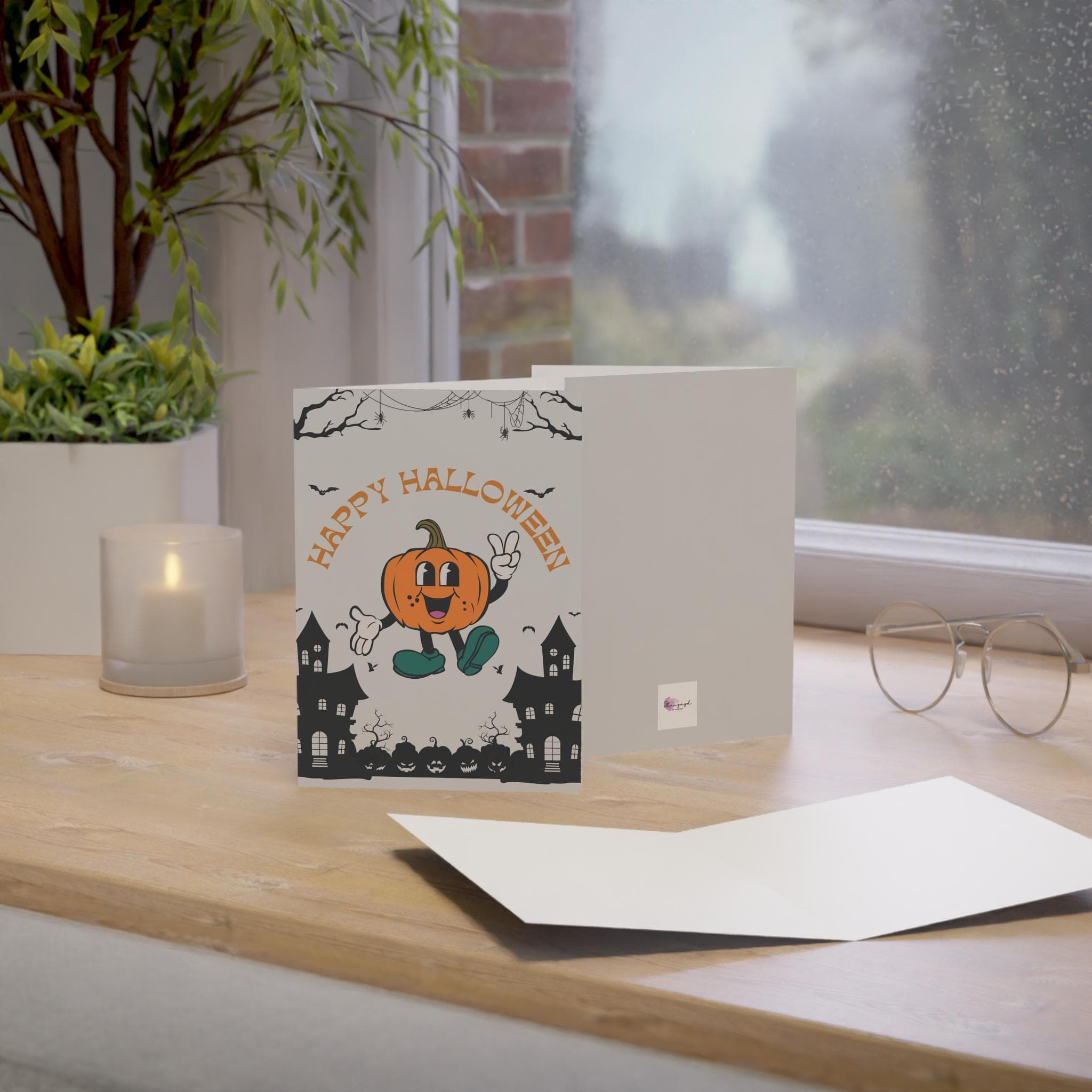 Retro Pumpkin Halloween Card, Spooky Greeting (PDF)