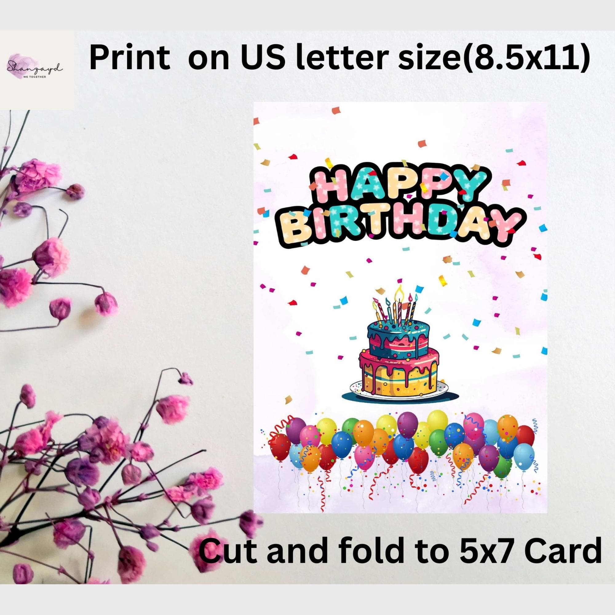 Kids Birthday Card | Happy Birthday Card | Printable Birthday card | DIY card | Birthday card for her - image 3