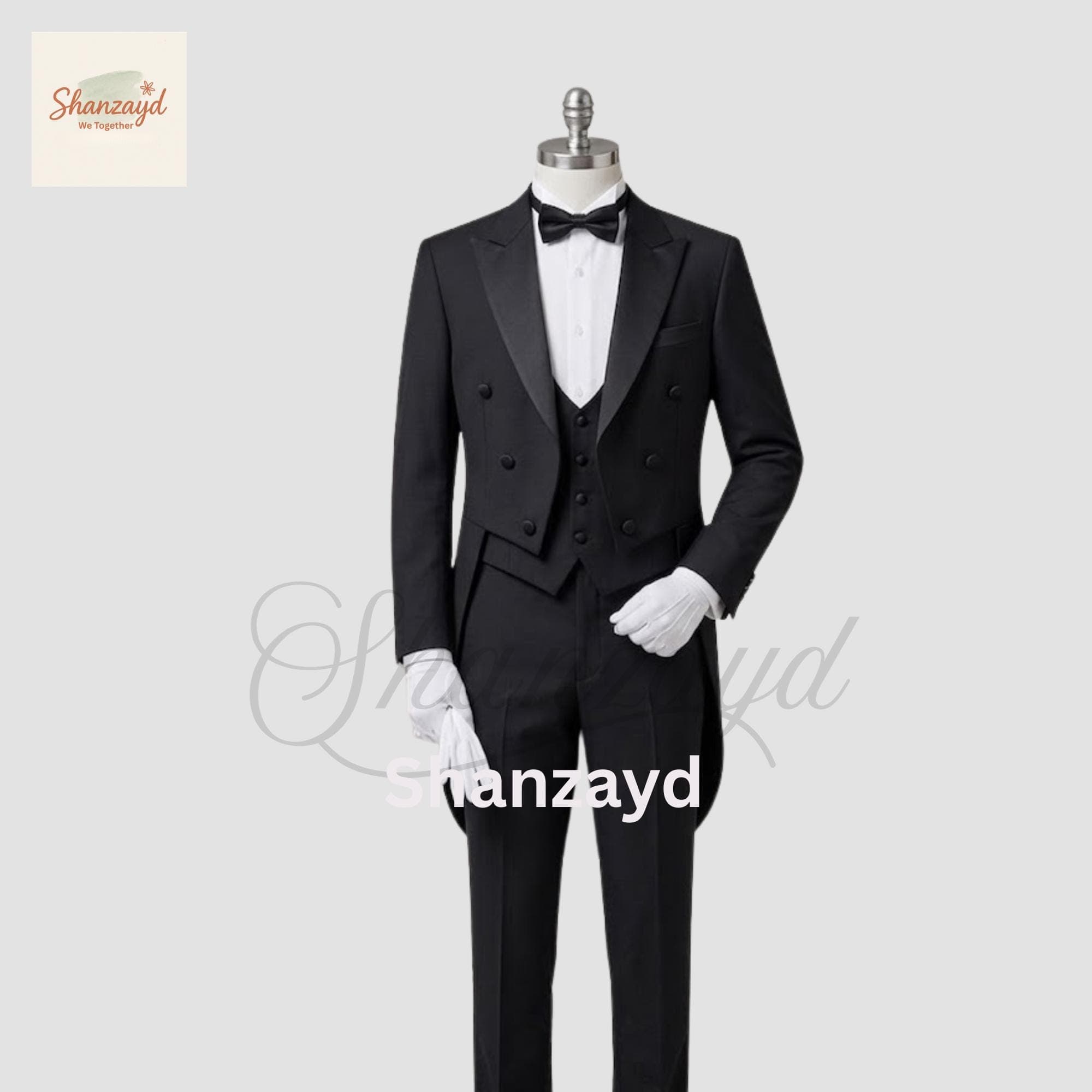 Black Tailcoat Tuxedo Suit Men, Victorian Formal Suit, Double Breasted Tailcoat, Wedding Groom Suit, White Tie Outfit, Evening Tuxedo Set - image 4