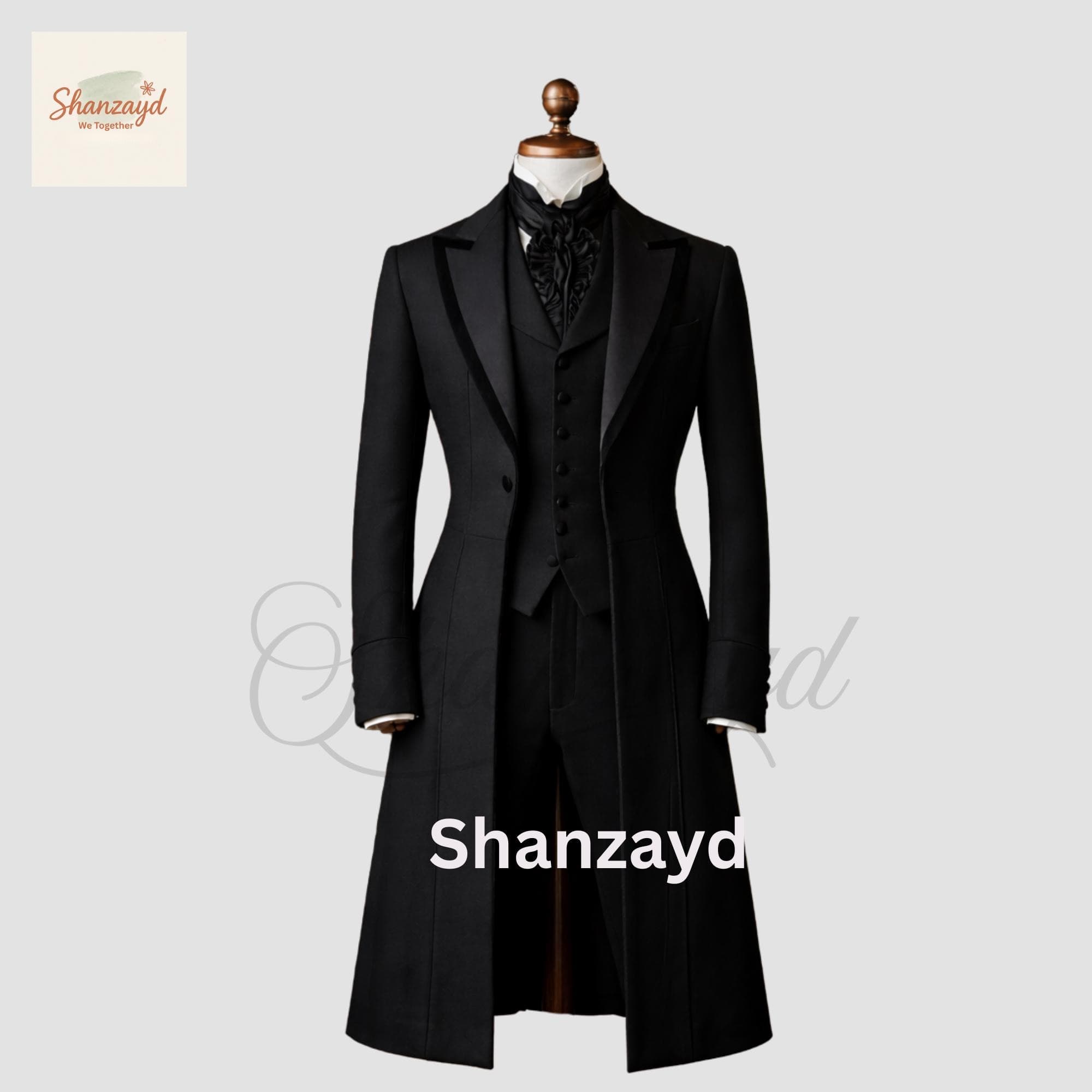 Black Victorian Frock Coat Men, Gothic Tailcoat Wedding Suit ,Regency Formal Coat ,Steampunk Outfit Long Coat ,Custom Made - image 5