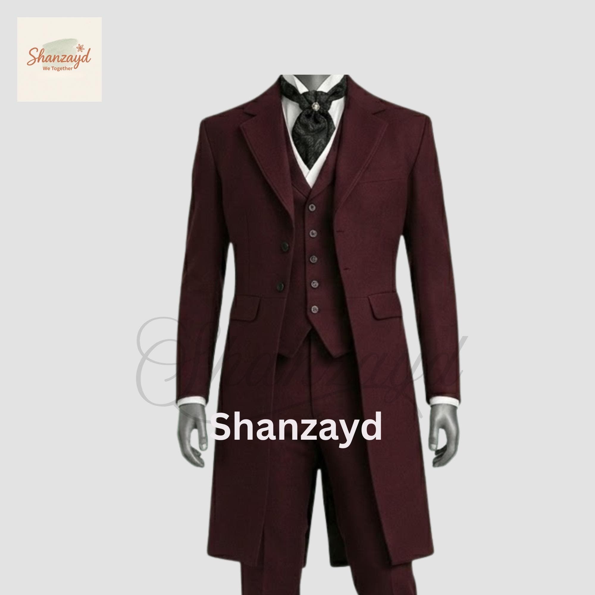 Burgundy Victorian Tailcoat Suit, Gothic Wedding Groom Suit, Vintage Three Piece Formal Suit,Edwardian Long Coat Outfit, frock coat suit - image 5