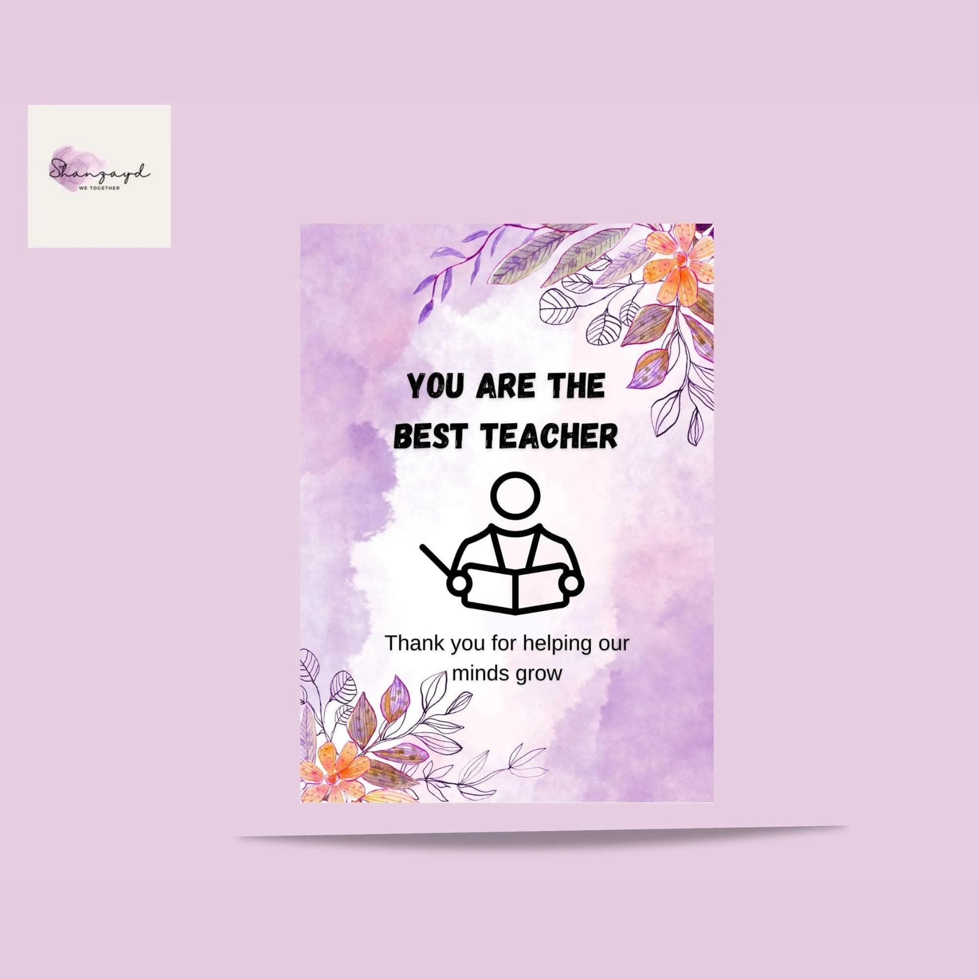 Teacher Appreciation Card Printable Thank You Teacher Card PDF Instant Download End of Year Teacher Gift Card for Teacher Greeting