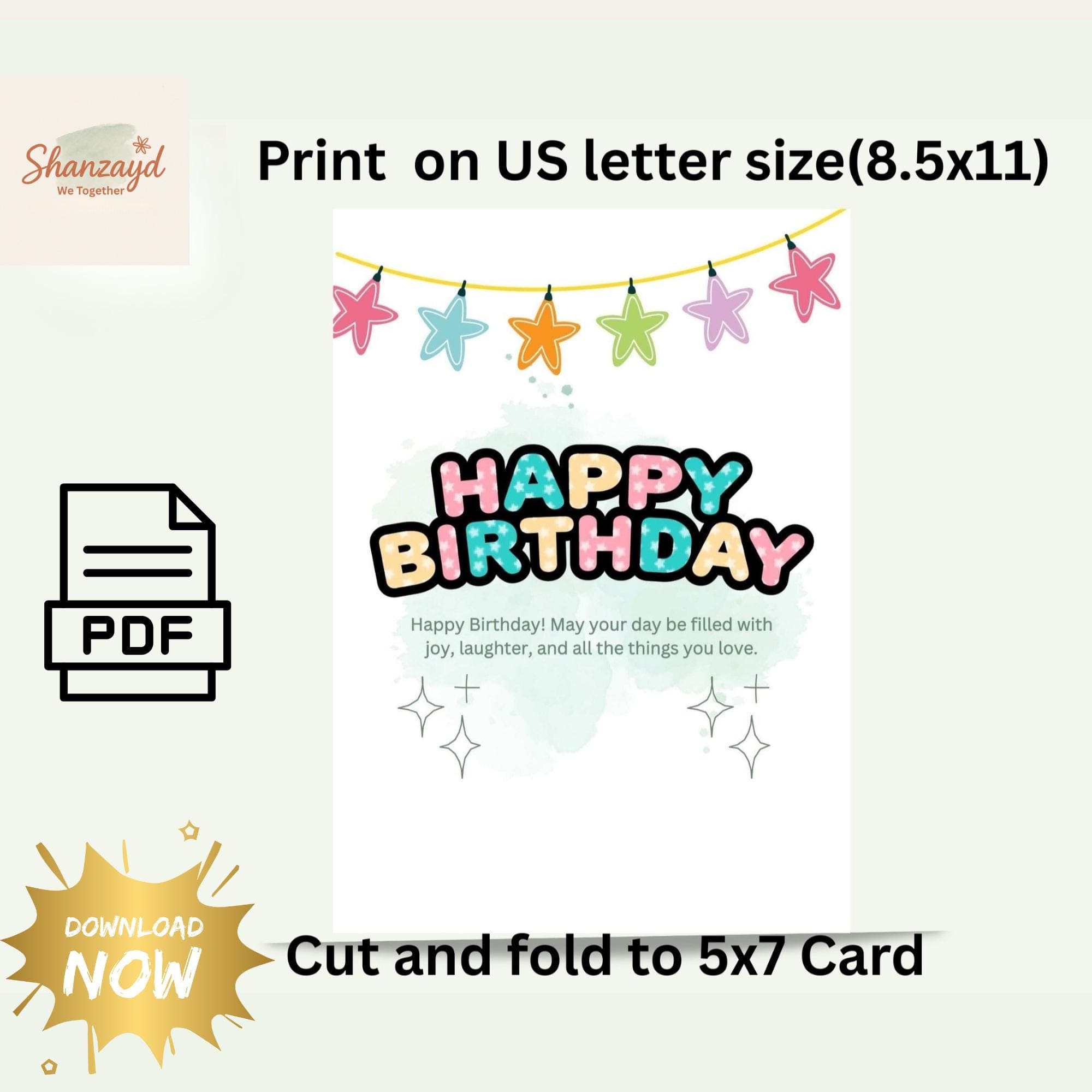 Happy Birthday Card | Kids Birthday Card | Girls Birthday Card| Birthday card for her | 5x7 PDF Digital Download - image 5