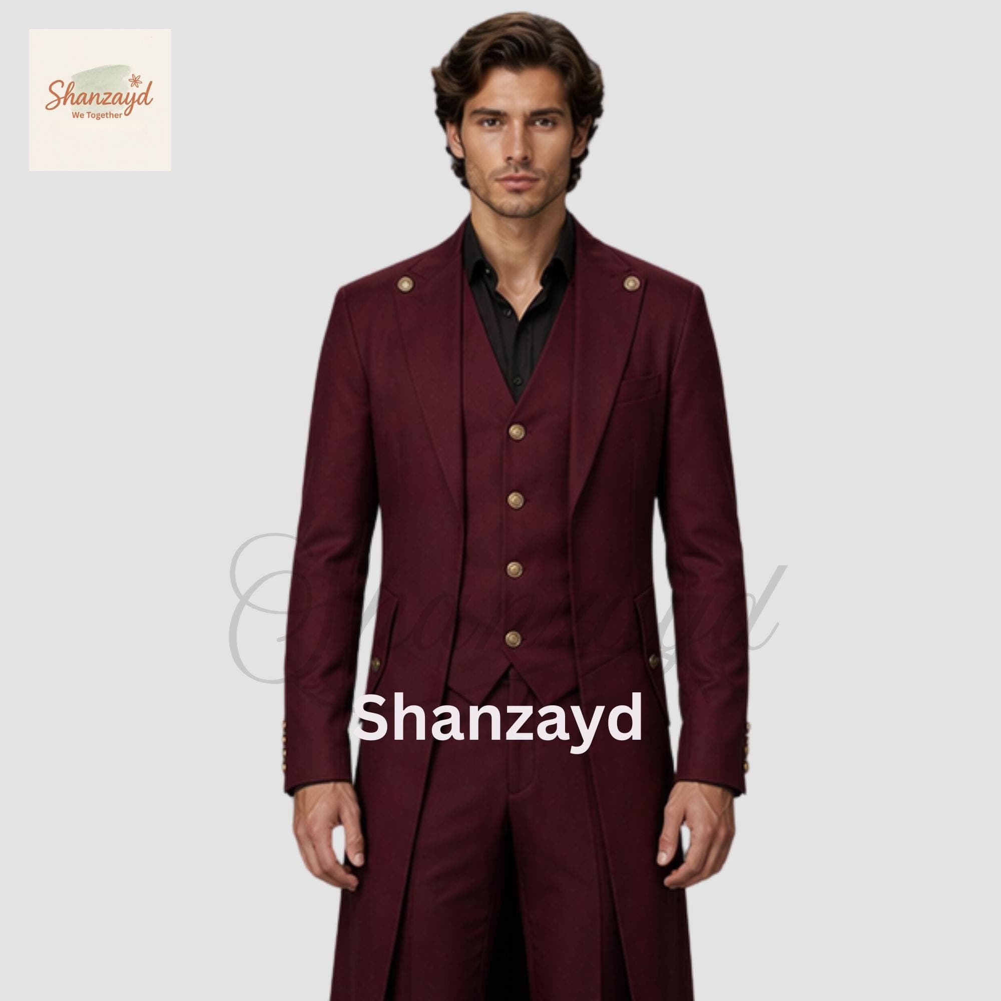 Burgundy Victorian Frock Coat Men Tailcoat Wedding Suit Gothic Long Coat Formal Regency Outfit Steampunk Coat Groom Wear Custom Made - image 4