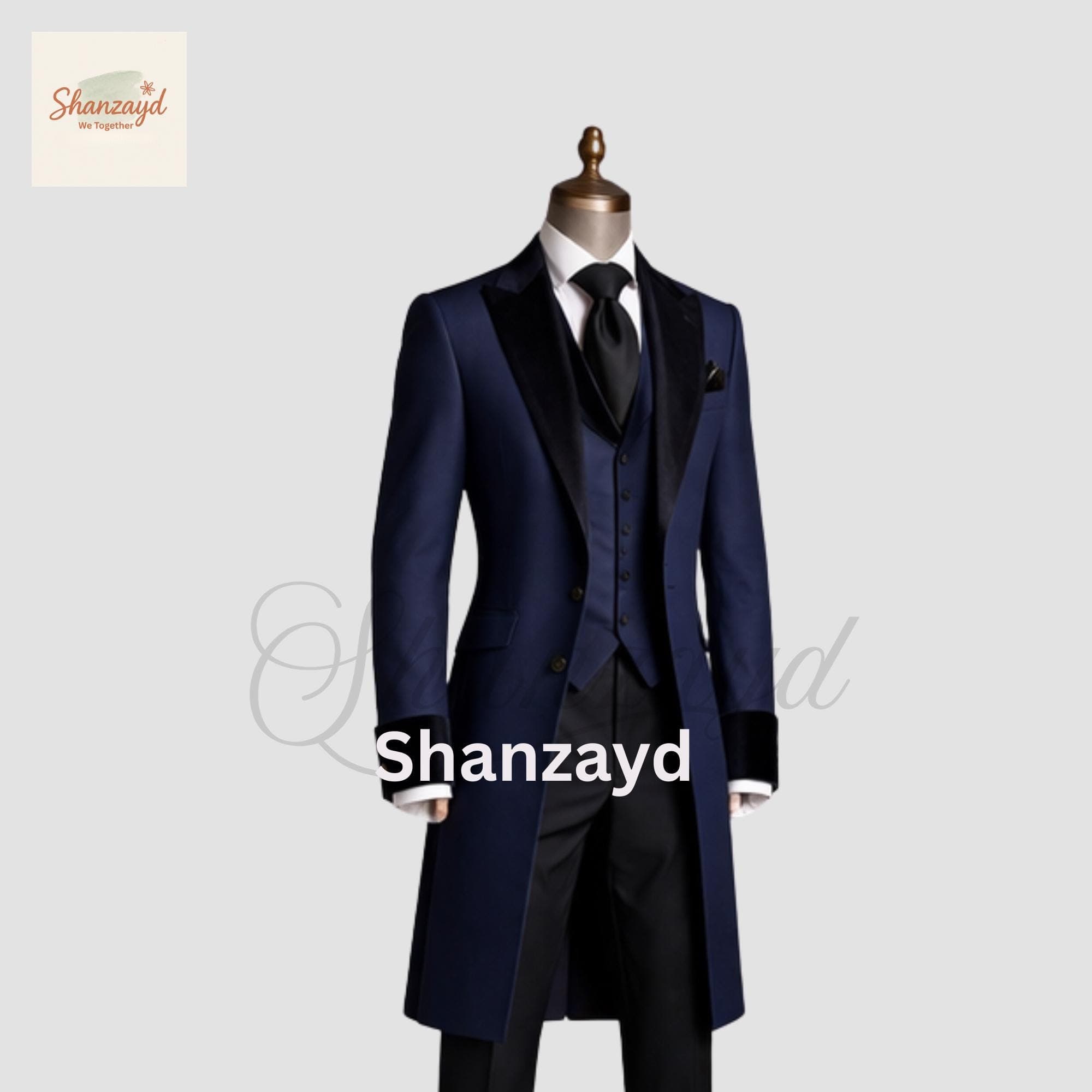 Mens Navy Blue Victorian Suit, Frock Coat 3 Piece Suit, Regency Tailcoat, Wedding Suit, Groom Formal Suit, Velvet Lapel Suit - image 4