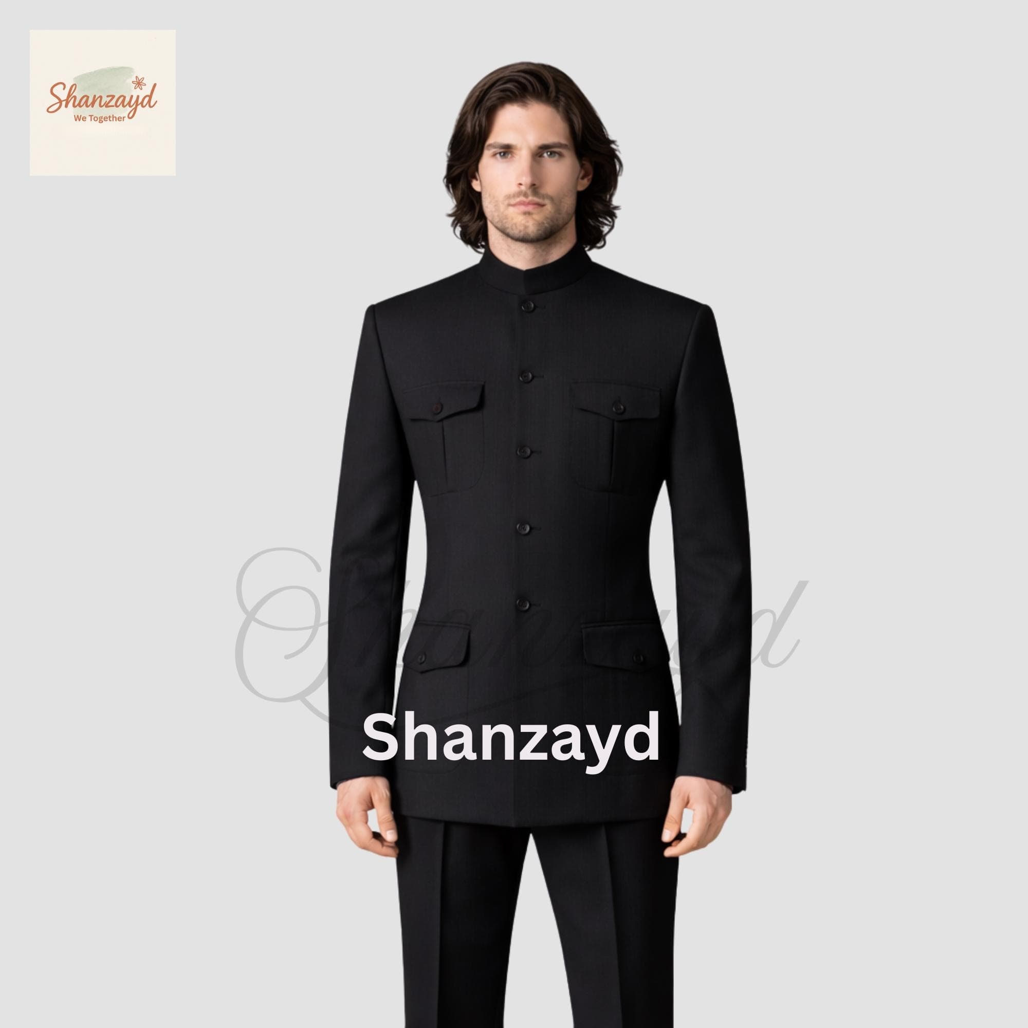 Mens Black Bandhgala Suit, Nehru Collar Suit, Formal Wedding Suit Men, Indian Groom Suit, Slim Fit 3 Piece Suit, Classic Black Suit