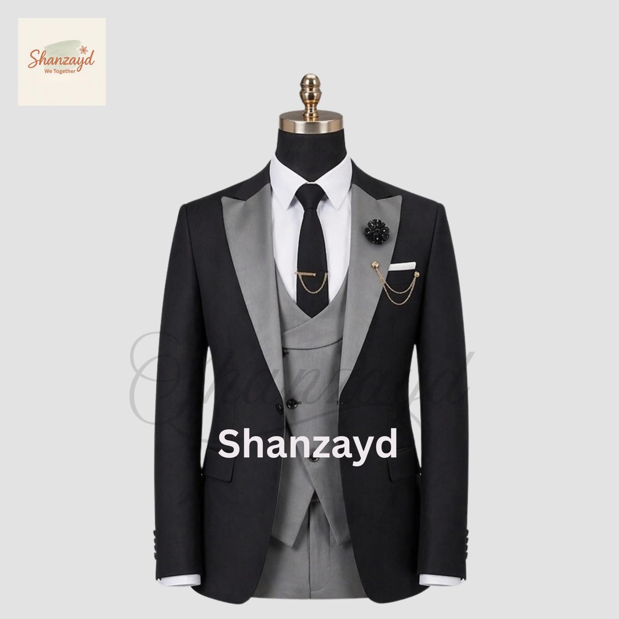 Black Tuxedo Mens Wedding Suit Groom Suit Grey 3 Piece Suit Mens Prom Tuxedo Groomsmen Suit Formal Mens Suit Dinner Jacket - image 5
