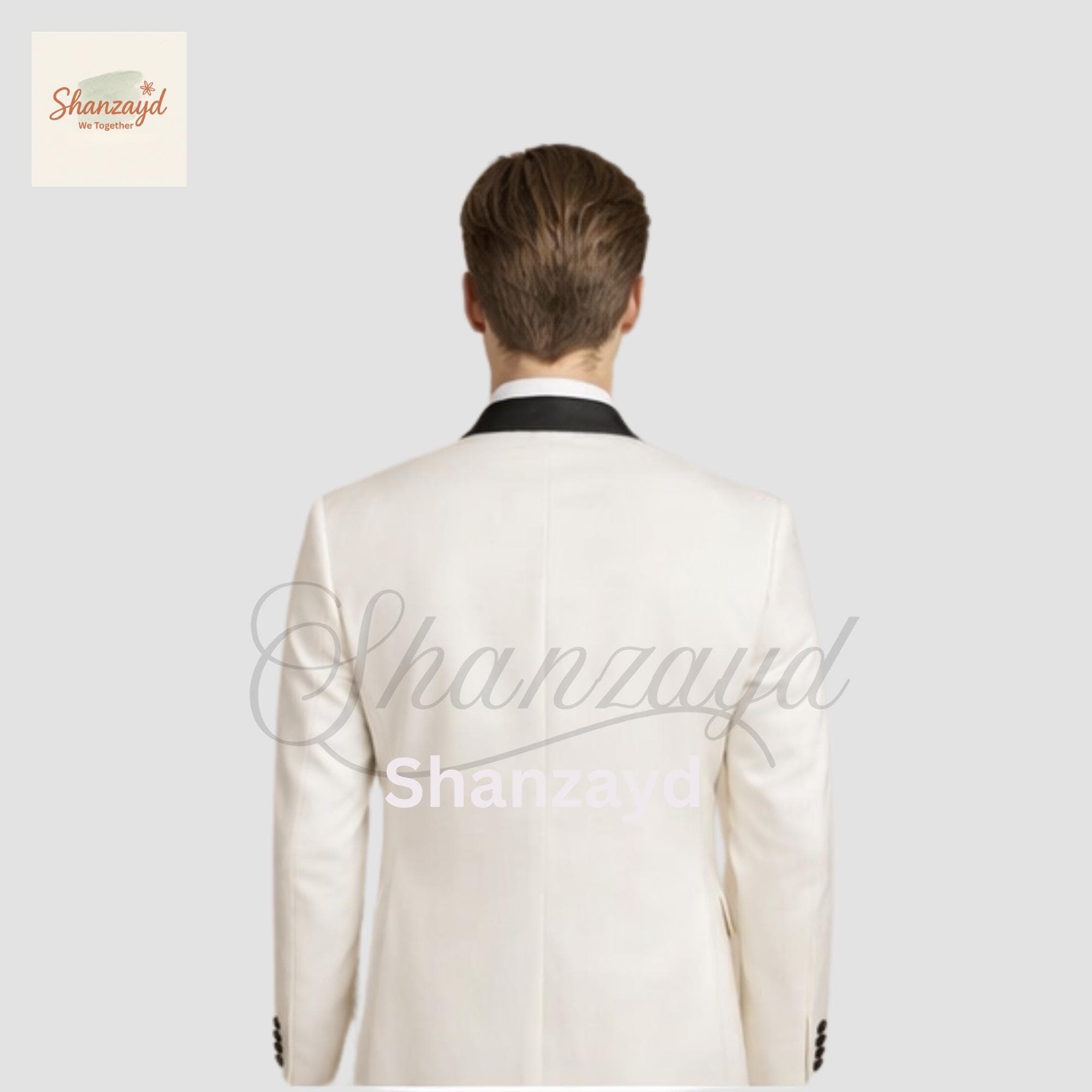 Ivory Tuxedo Suit Men Wedding Groom Suit Black Shawl Lapel Tuxedo Formal Dinner Jacket Prom Suit Groomsmen Outfit Custom Made Suit - image 4