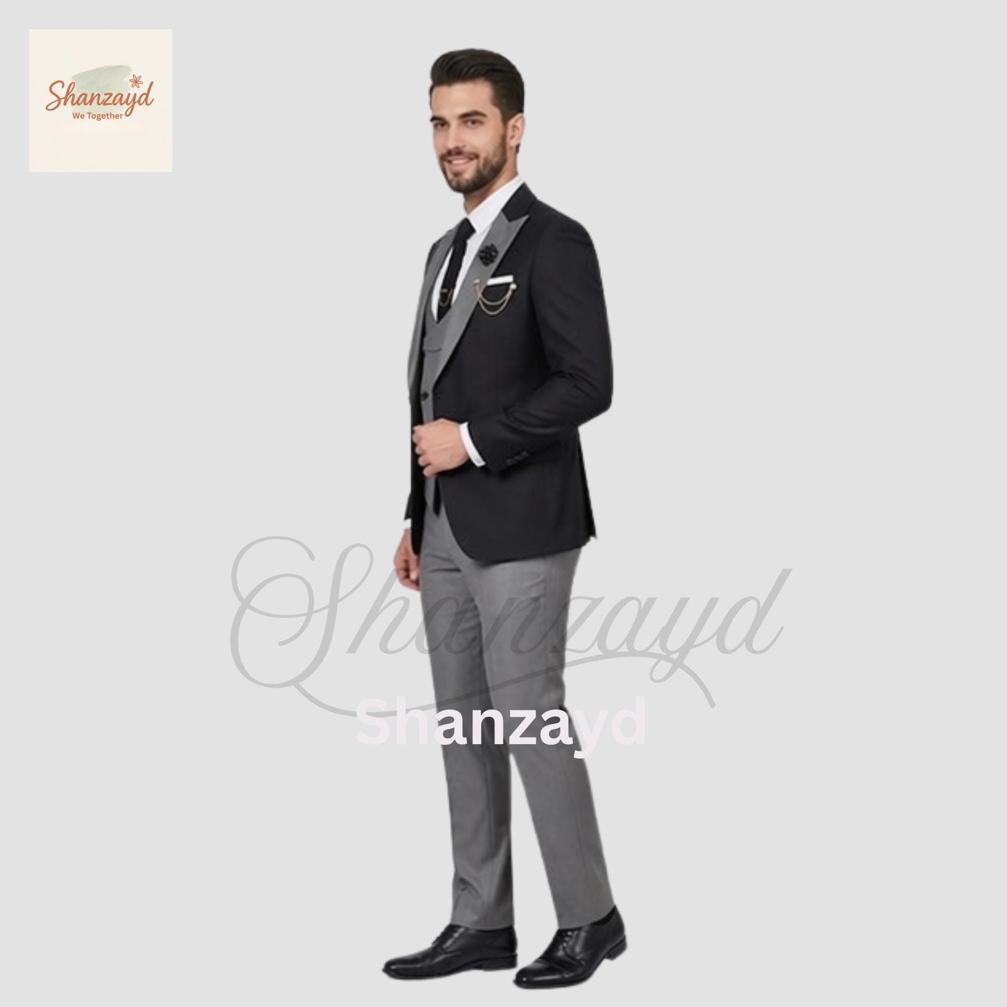 Black Tuxedo Mens Wedding Suit Groom Suit Grey 3 Piece Suit Mens Prom Tuxedo Groomsmen Suit Formal Mens Suit Dinner Jacket - image 4