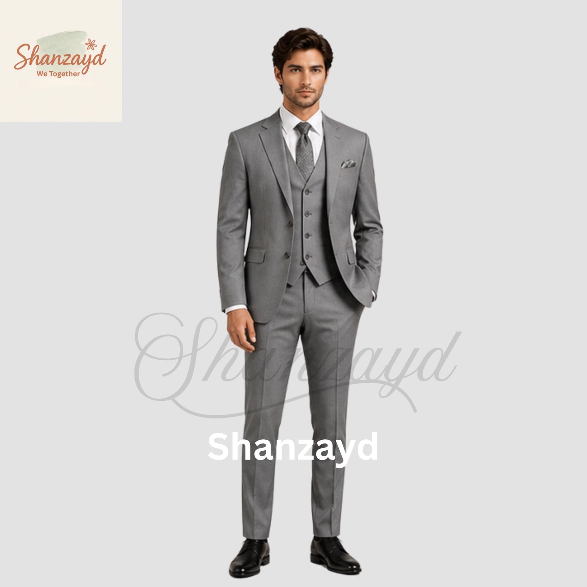 Mens Grey 3 Piece Suit, Slim Fit Wedding Suit for Men, Formal Business Suit, Groom Suit, Prom Suit, Groomsmen Outfit, Classic Suit Set