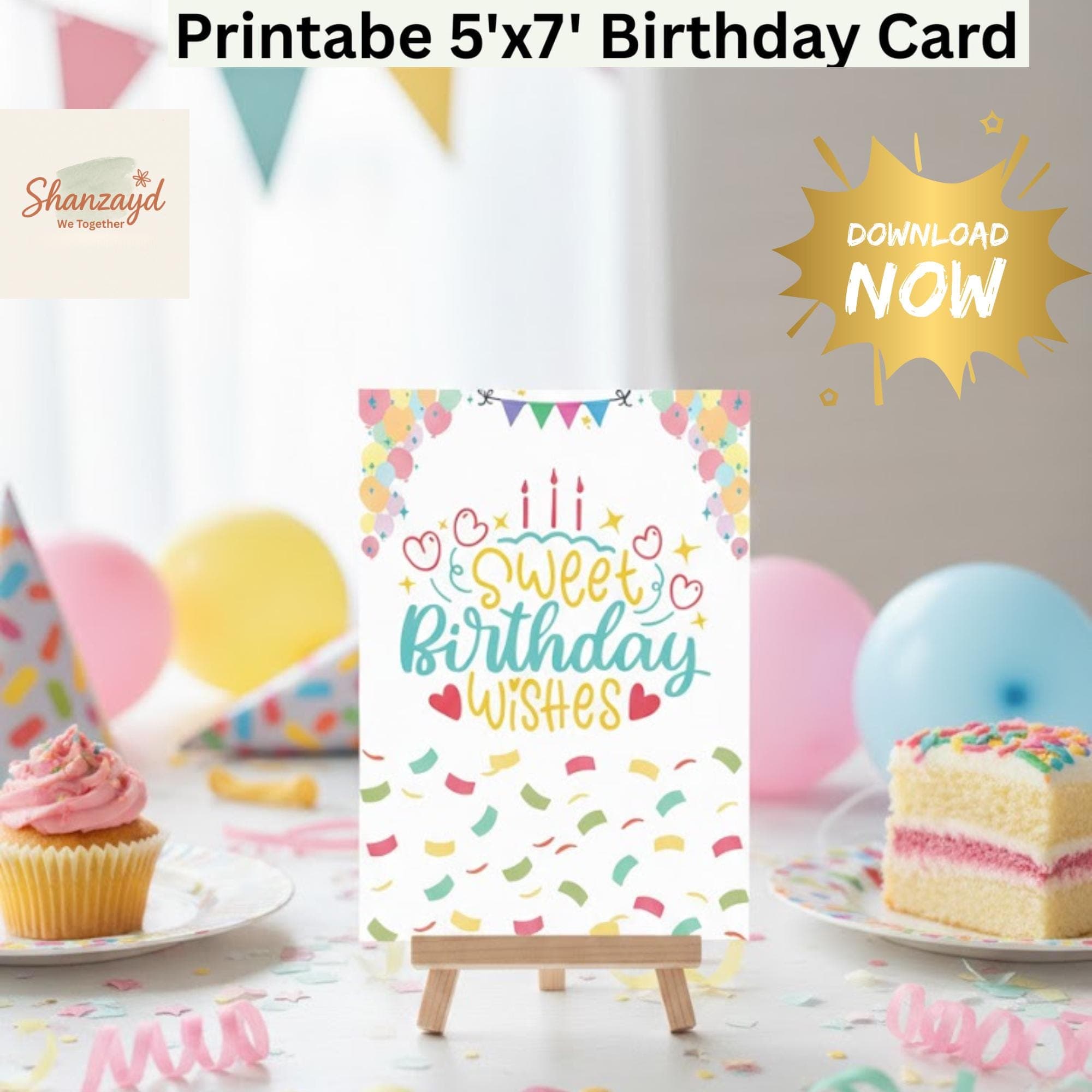 Happy Birthday Card  | Printable birthday card | Kids Birthday Card |birthday card for her| 5x7 card