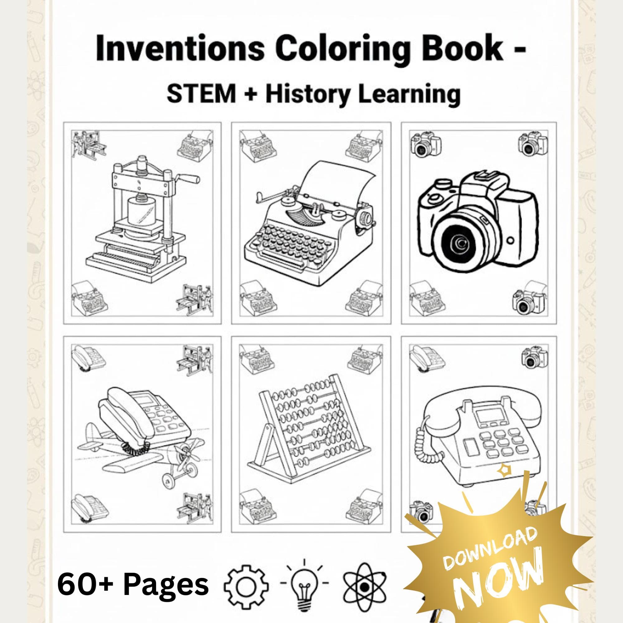 Educational History Coloring Book Printable PDF Kids Learning Coloring Pages Homeschool Activity History Worksheets Instant Download