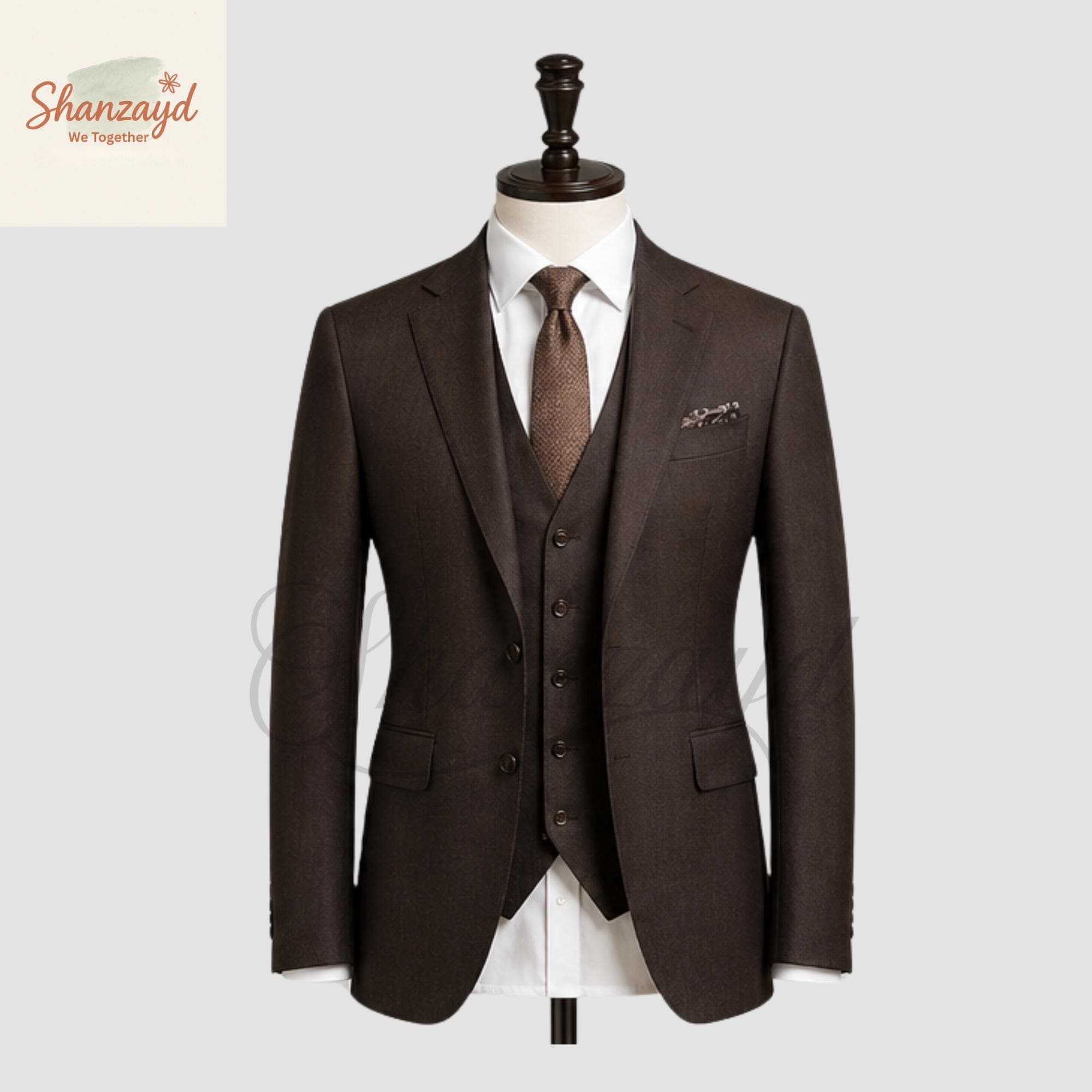 Mens Brown 3 Piece Suit Slim Fit Formal Suit Wedding Suit Groom Suit Business Suit Classic Tailored Suit Vest Pants Set Custom Suit - image 5
