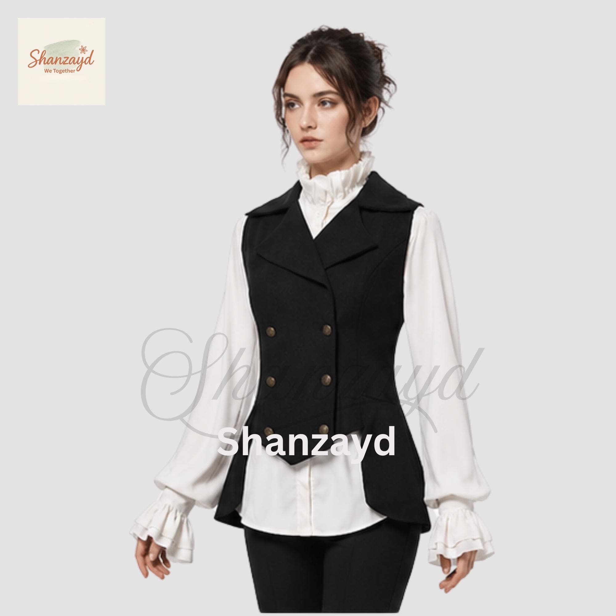 Victorian Black Tailcoat Women Gothic Vest Double Breasted Tailcoat Style Vest Regency Edwardian Outfit Steampunk Formal Vest Custom Made - image 5
