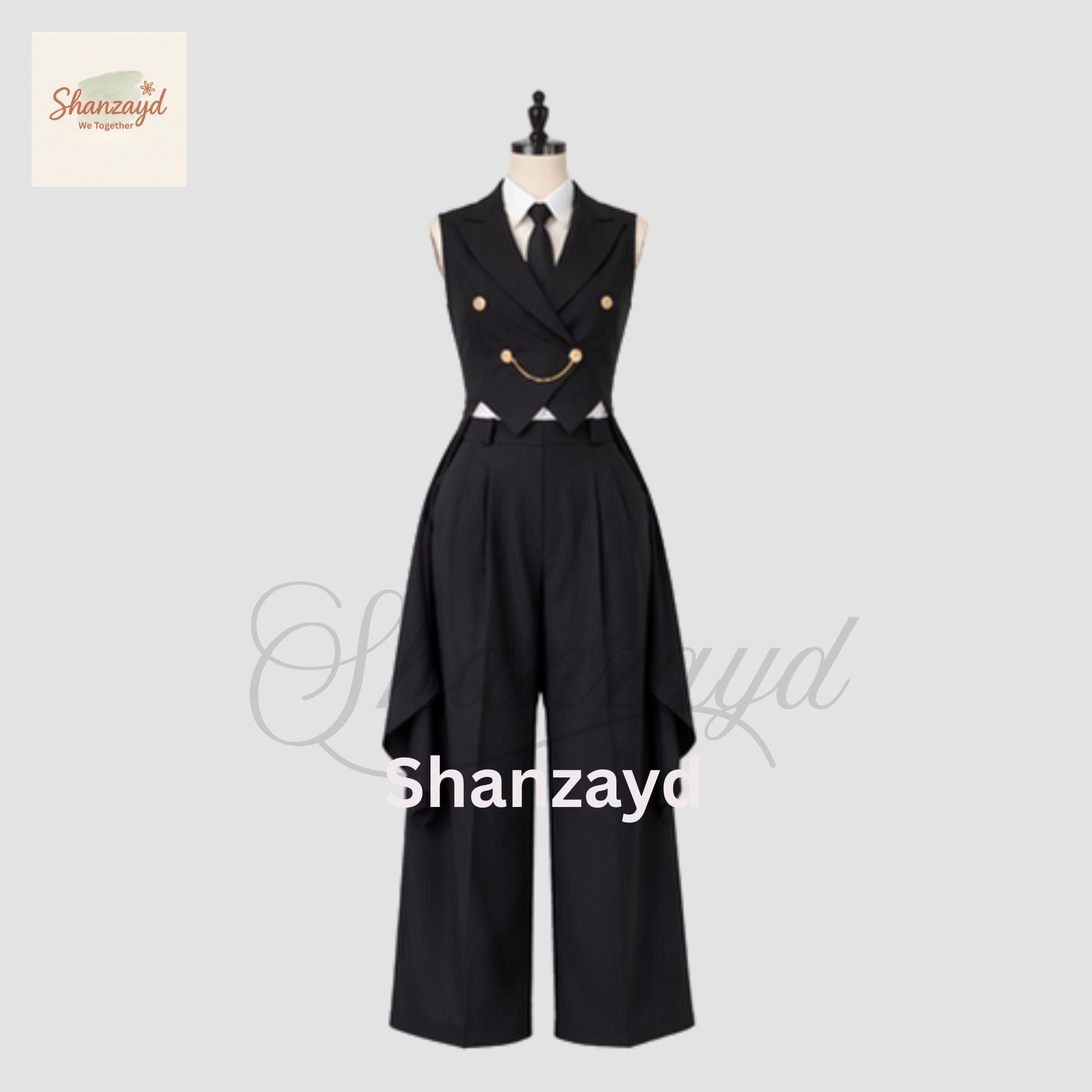 Women Black Tailcoat Suit Set, Formal Vest and Wide Leg Pants, Gothic Victorian Inspired Outfit, Steampunk Women Suit, Office Wear Suit - image 5