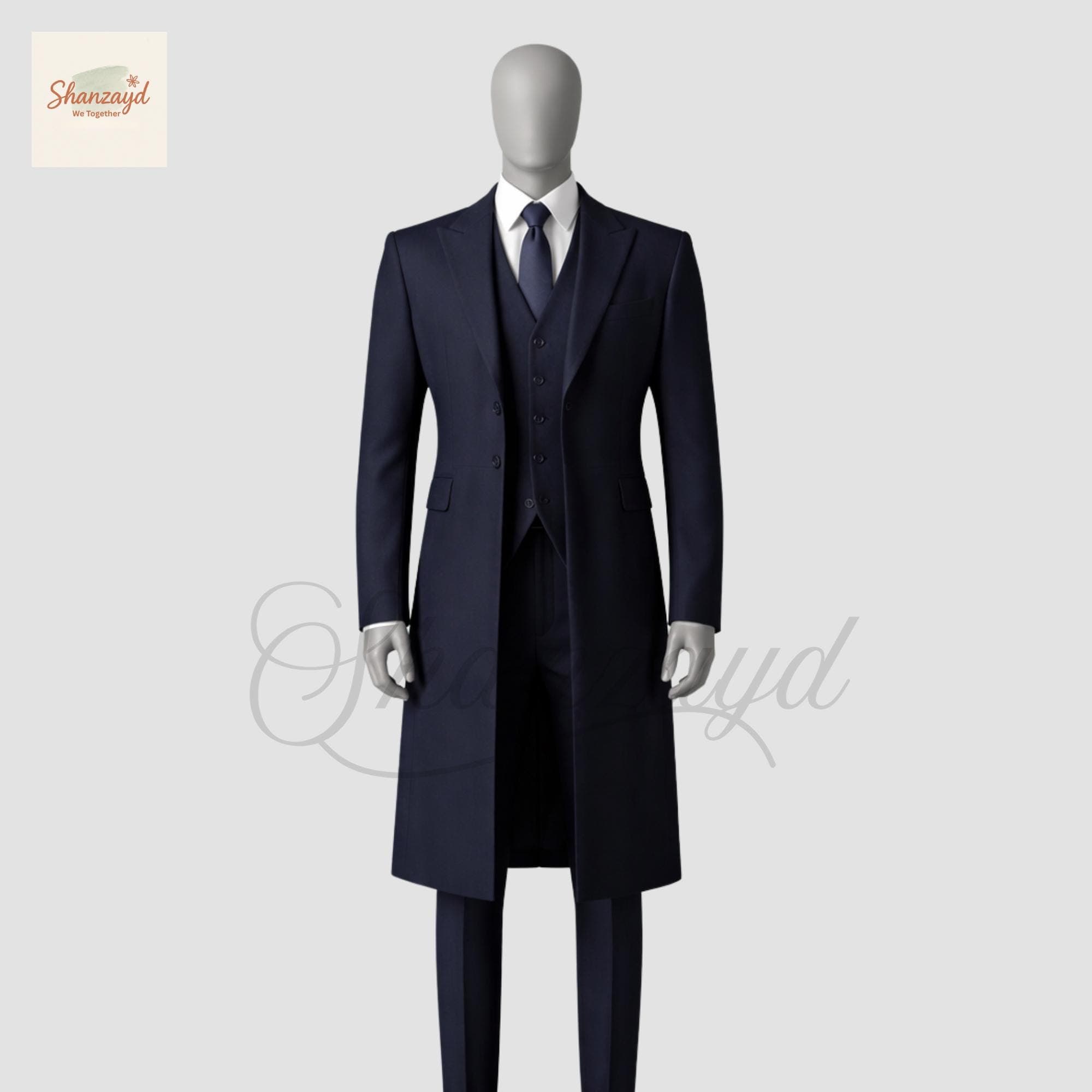 Victorian Frock Coat, Mens Navy Blue Tailcoat Suit, Formal Suit, Wedding Tuxedo Set, Groom Outfit, Prom Suit, Custom Made Long Coat - image 4