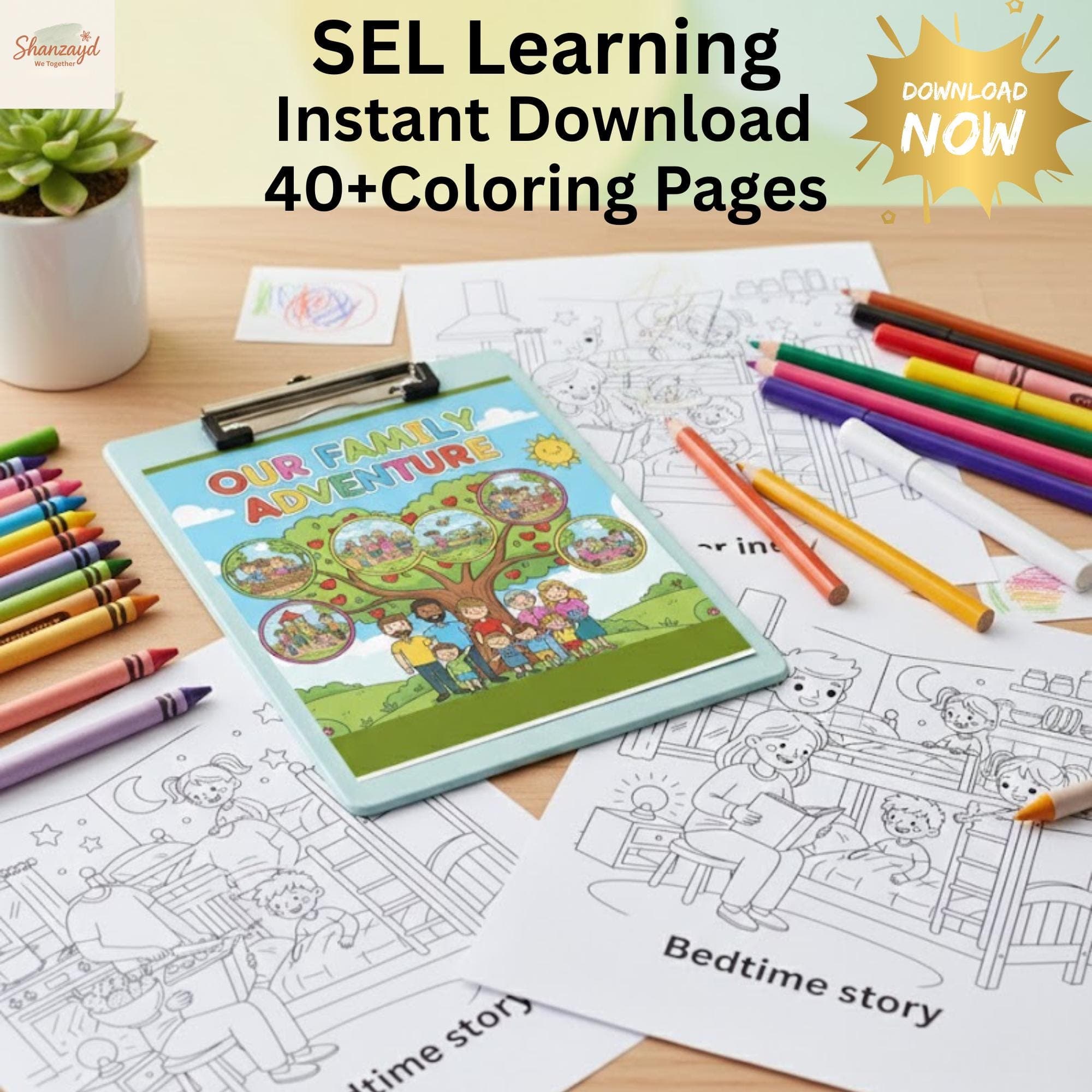 Kids Coloring Book Family Activities Printable PDF Fun Coloring Pages Kids Activity Book Homeschool Activity Instant Download - image 4