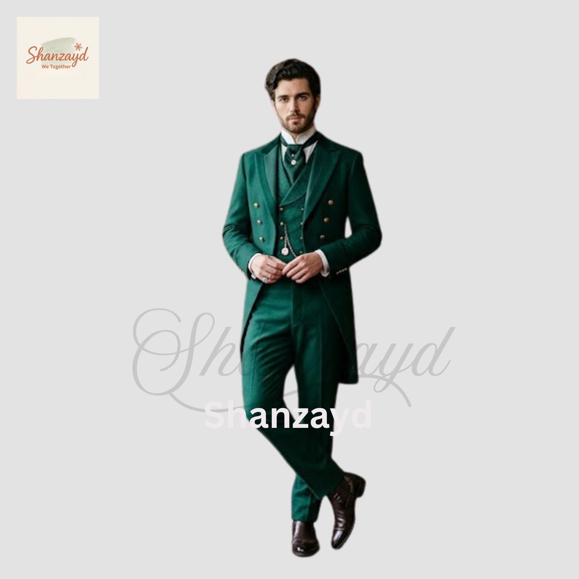 Mens Emerald Green Victorian Suit,Tailcoat Wedding Suit,3 Piece Formal Suit,Frock Coat Groom Outfit,Regency Style Suit,Custom Made Mens Suit