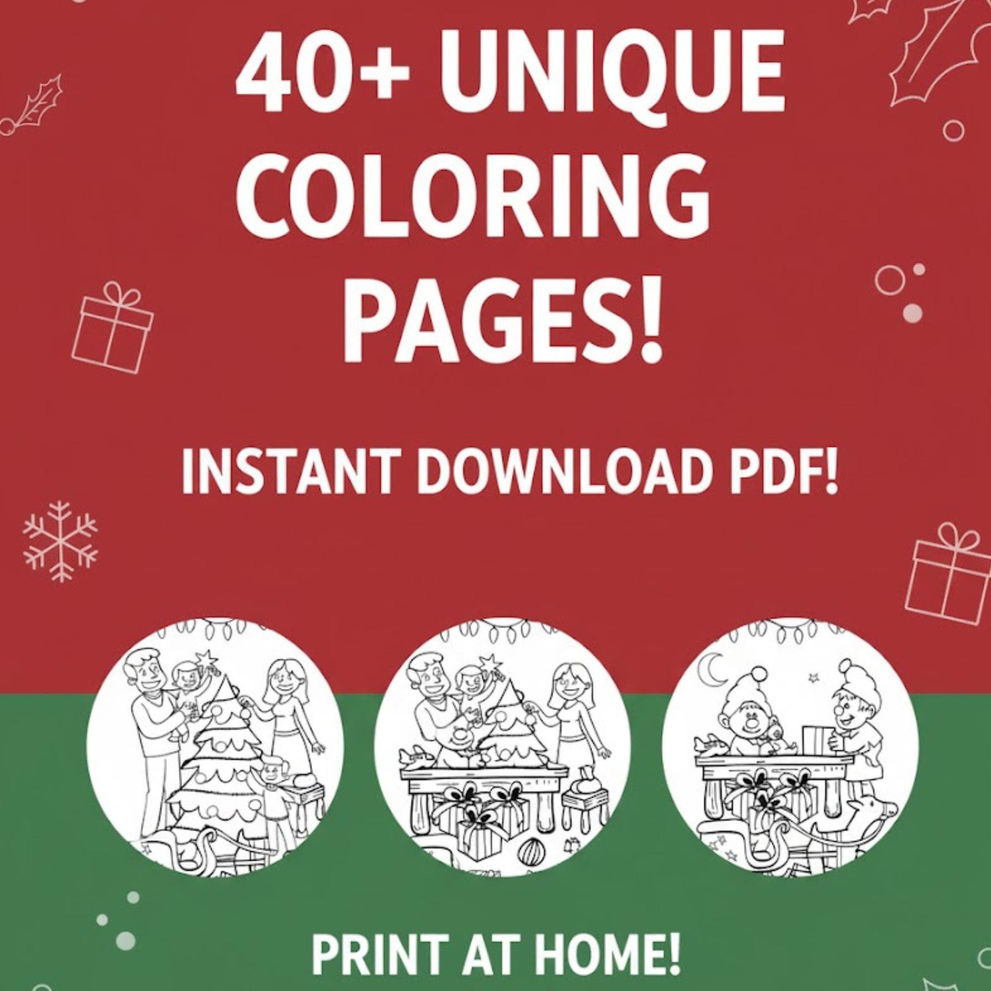 Christmas Coloring Pages Printable PDF Kids Holiday Coloring Sheets Xmas Activity Book Winter Coloring Pages Instant Download