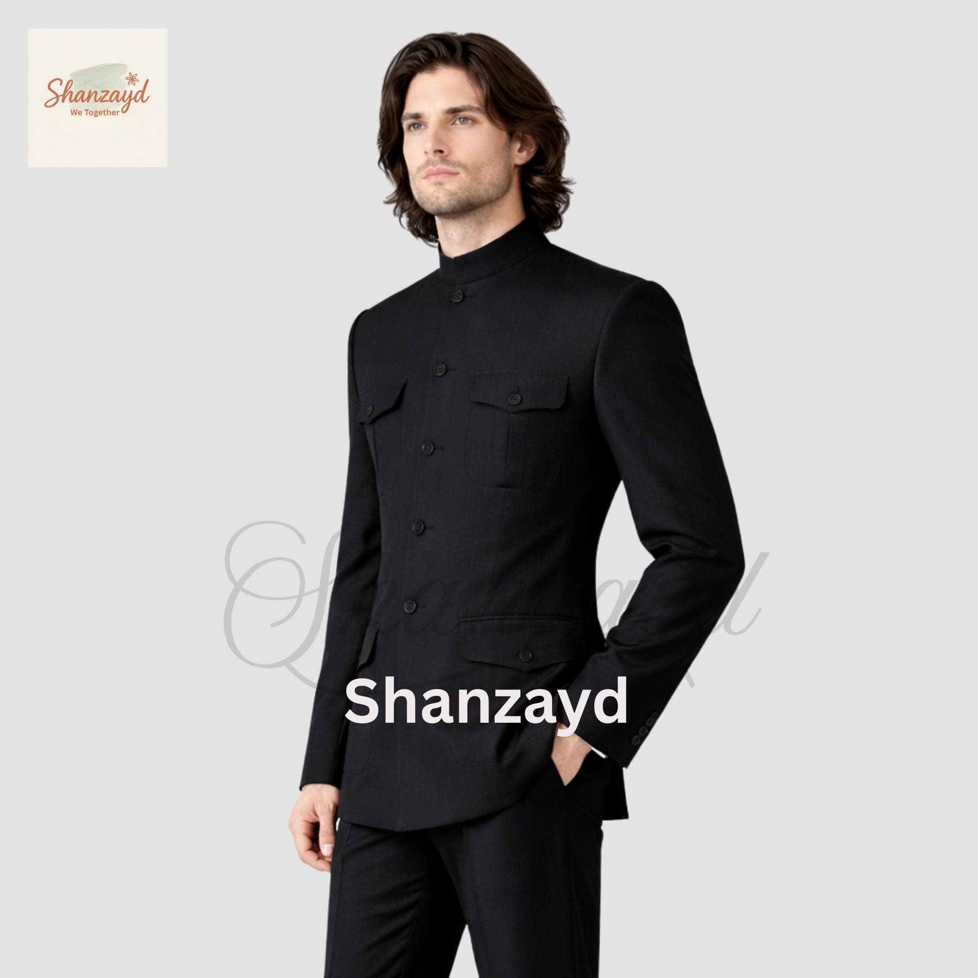 Mens Black Bandhgala Suit, Nehru Collar Suit, Formal Wedding Suit Men, Indian Groom Suit, Slim Fit 3 Piece Suit, Classic Black Suit - image 3
