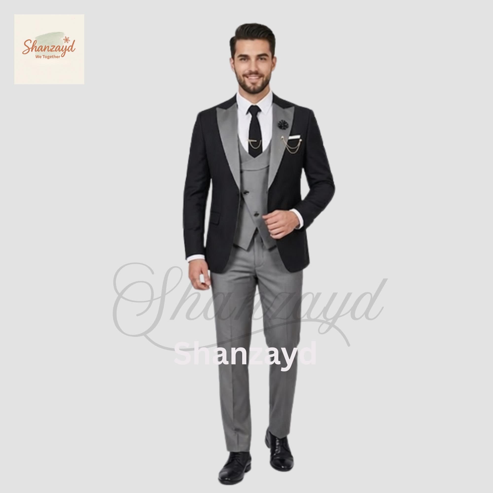 Black Tuxedo Mens Wedding Suit Groom Suit Grey 3 Piece Suit Mens Prom Tuxedo Groomsmen Suit Formal Mens Suit Dinner Jacket