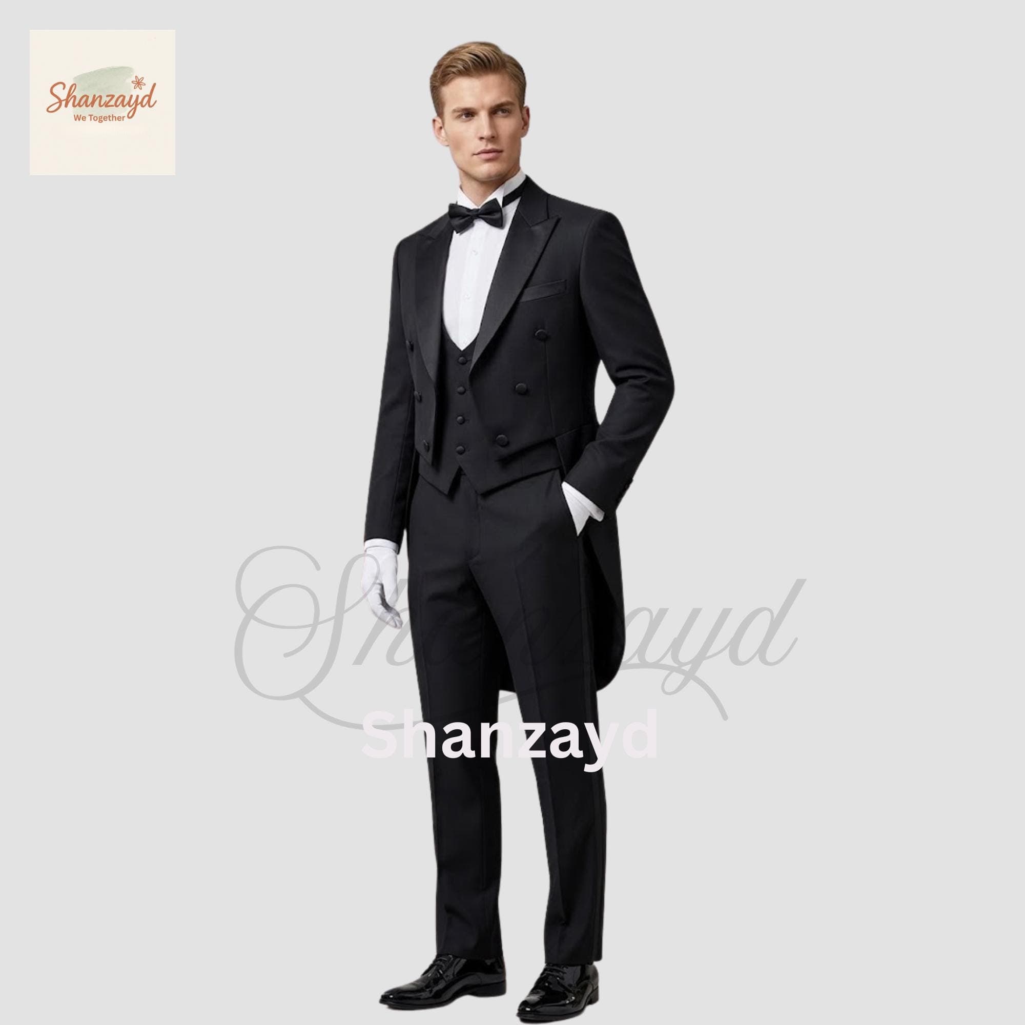 Black Tailcoat Tuxedo Suit Men, Victorian Formal Suit, Double Breasted Tailcoat, Wedding Groom Suit, White Tie Outfit, Evening Tuxedo Set