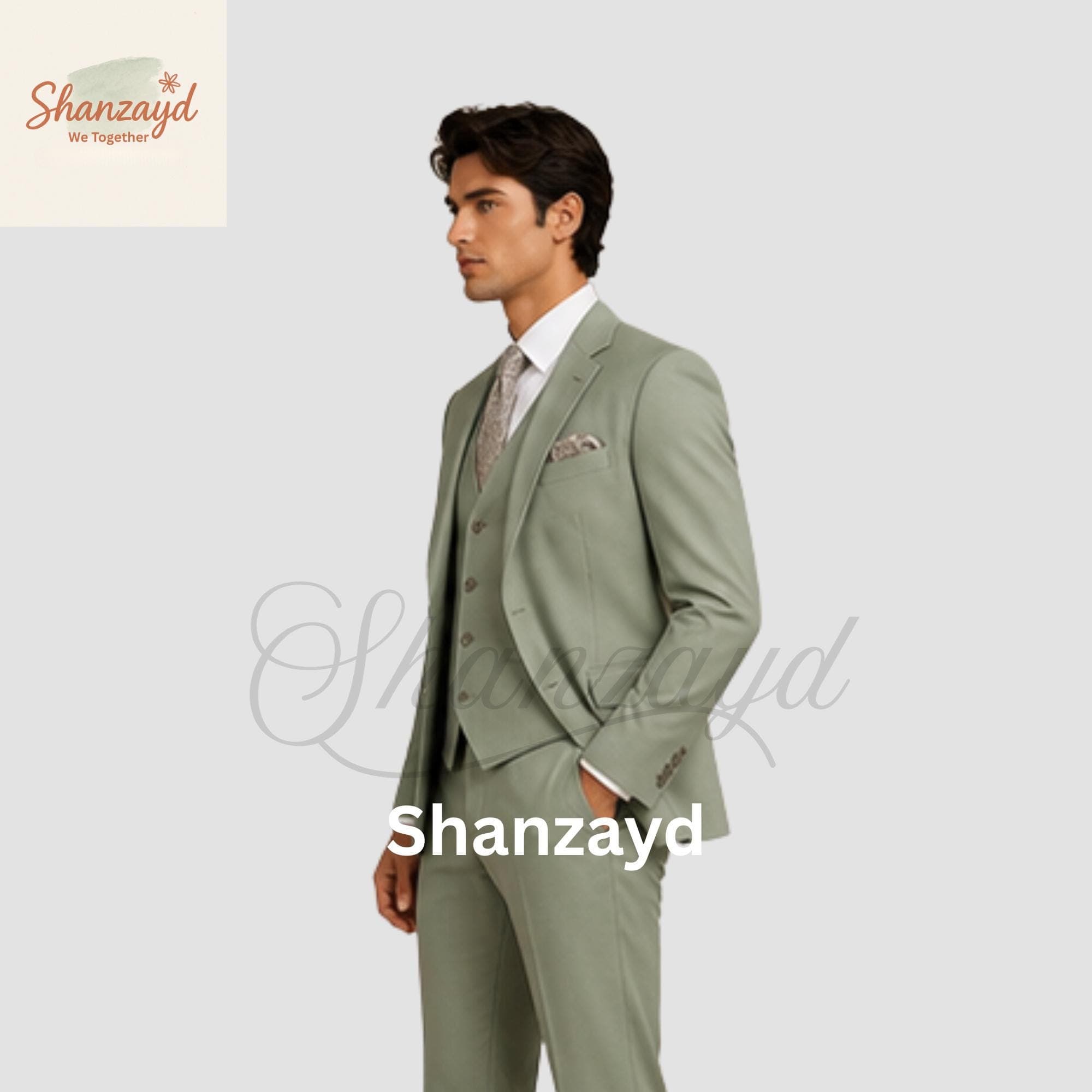Mens Sage Green 3 Piece Suit, Wedding Suit for Men, Slim Fit Formal Suit, Groom Suit, Prom Suit, Business Suit, Groomsmen Outfit Set - image 4