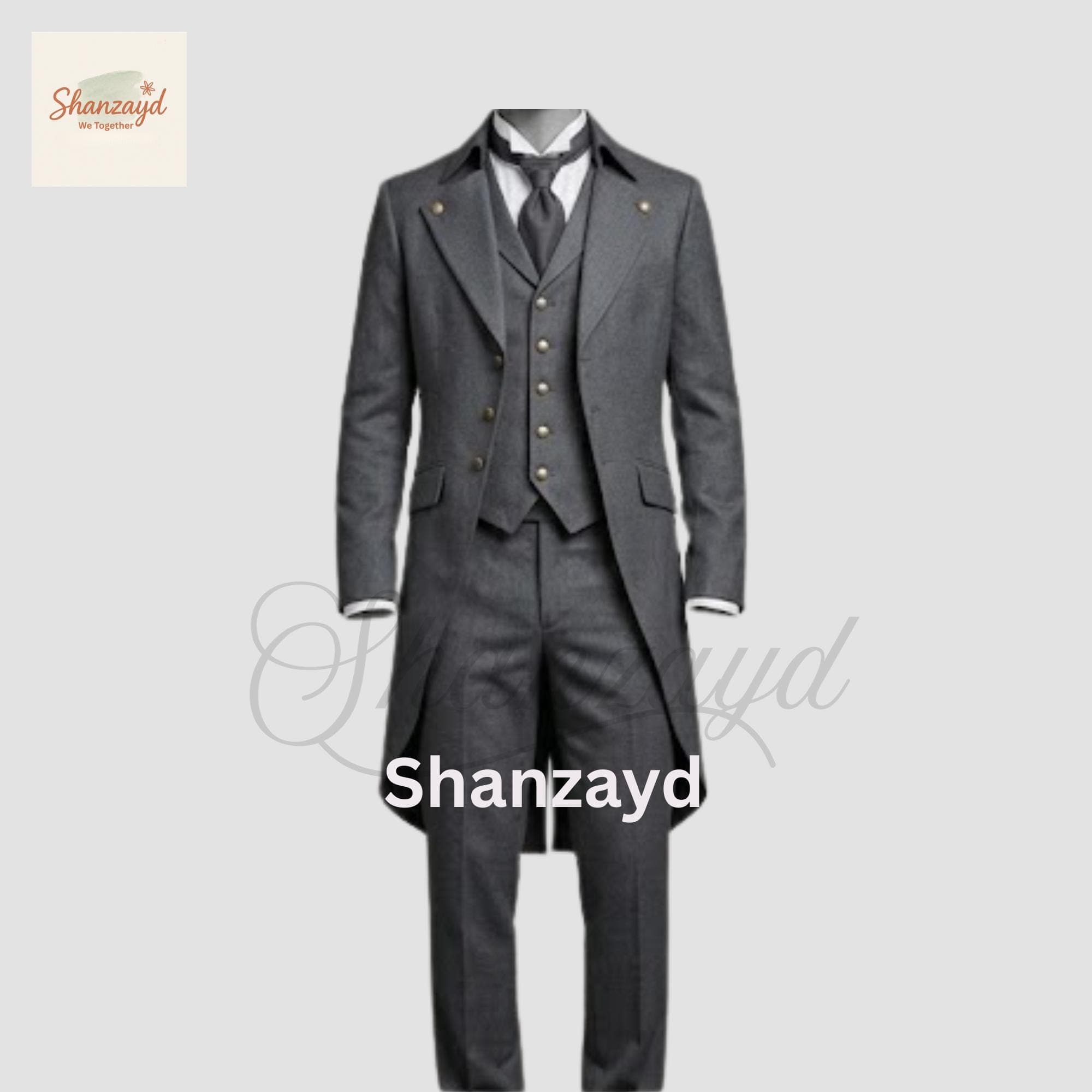 Mens Victorian Grey Frock Coat Suit, 3 Piece Tailcoat, Formal Wedding Suit, Regency Style Long Coat, Vintage Groom Outfit, Custom Made - image 5