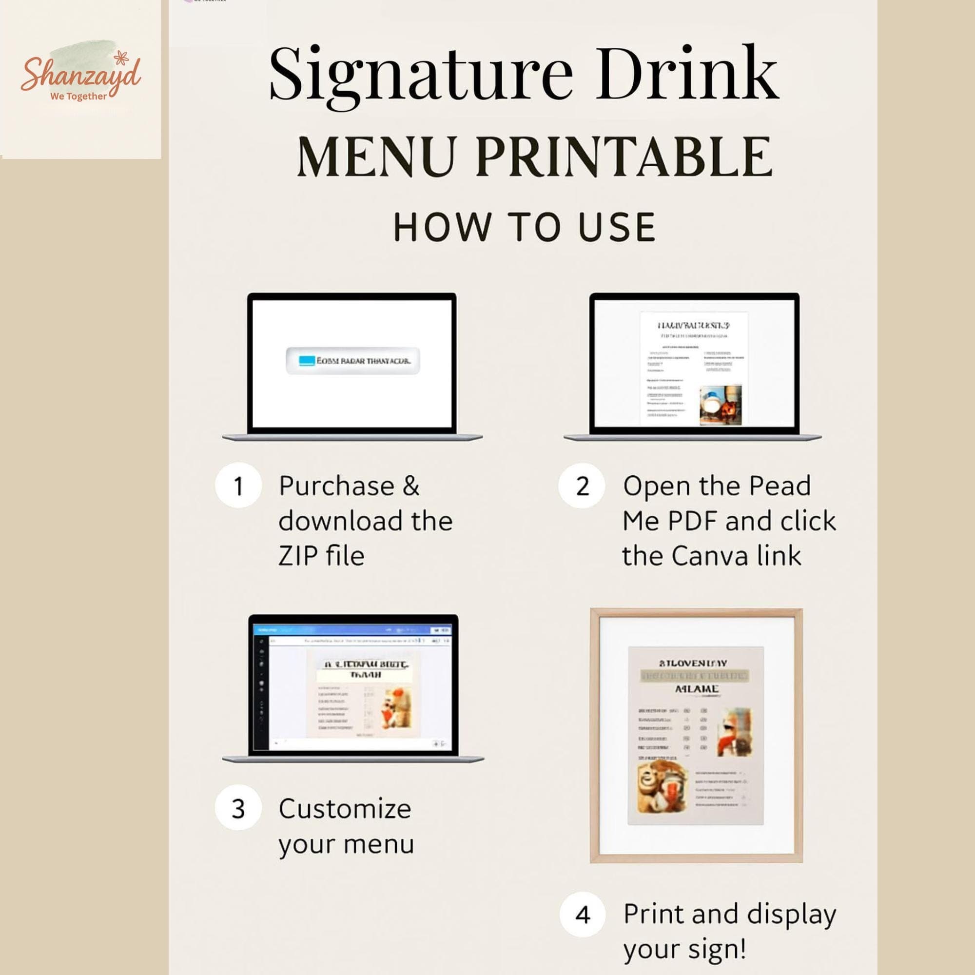 Editable Signature Cocktail Menu Wedding Bar Menu Template Printable Drink Menu Canva Template His and Hers Drinks Sign Instant Download - image 3