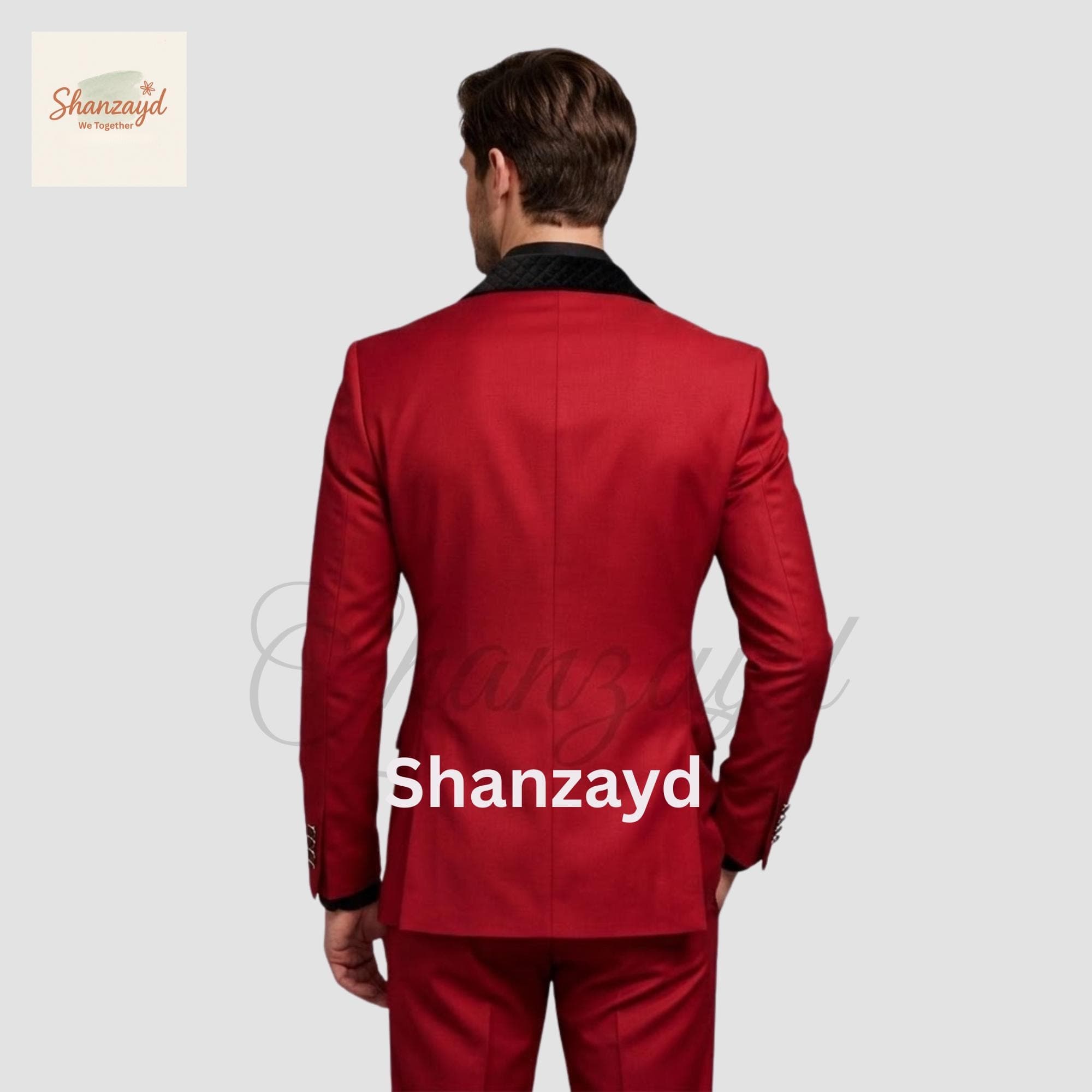 Red Double Breasted Suit Men, Black Shawl Lapel Tuxedo, Mens Wedding Suit, Prom Suit Men, Formal Evening Suit, Slim Fit Groom Suit - image 3