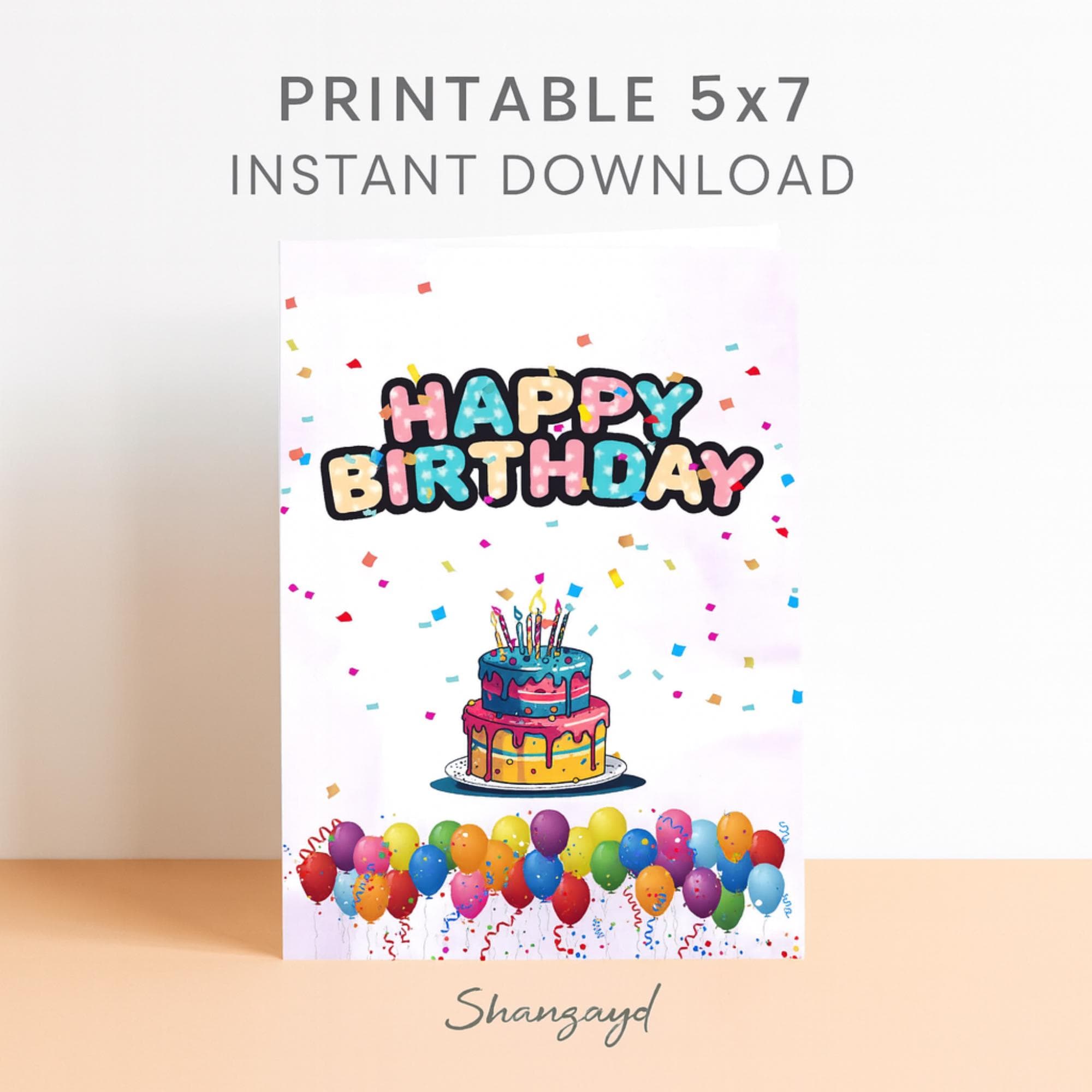 Kids Birthday Card | Happy Birthday Card |  Printable Birthday card | DIY card | Birthday card for her