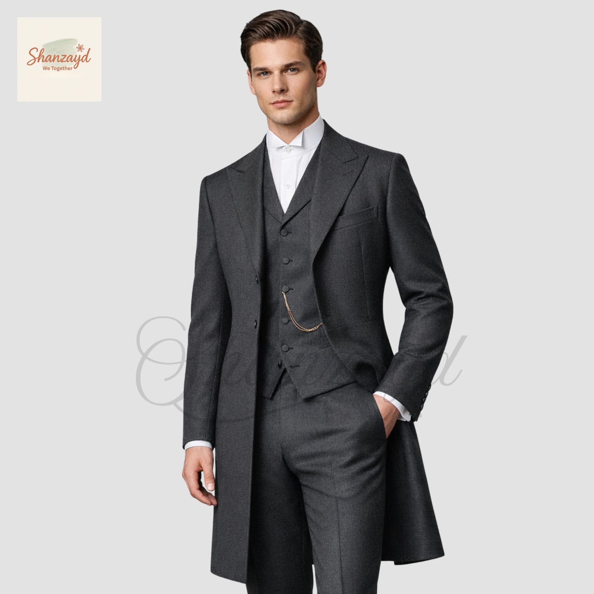 Mens Grey Victorian Suit, Frock Coat 3 Piece Suit, Regency Tailcoat, Wedding Suit, Groom Formal Suit, Vintage Suit, Classic Overcoat Set