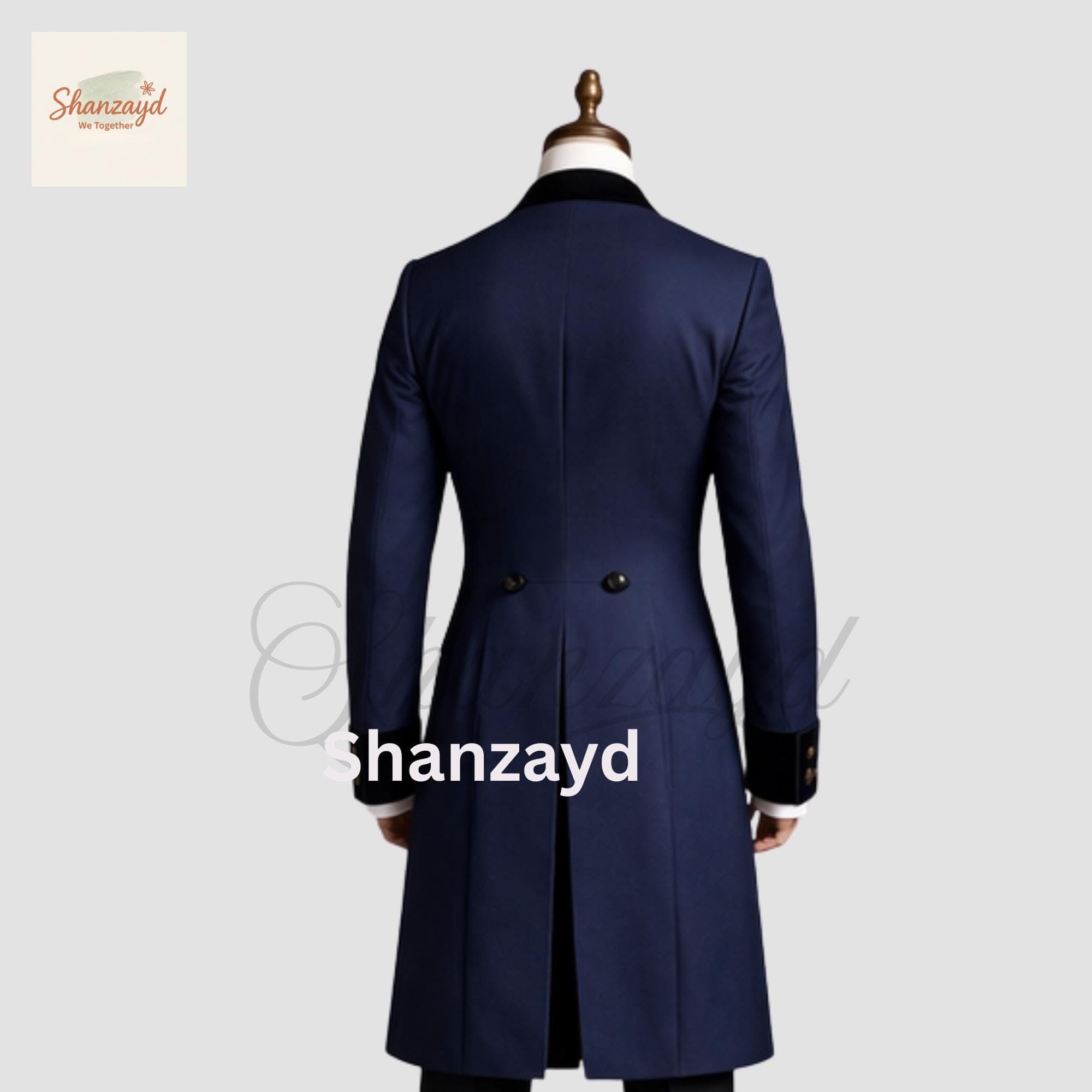 Mens Navy Blue Victorian Suit, Frock Coat 3 Piece Suit, Regency Tailcoat, Wedding Suit, Groom Formal Suit, Velvet Lapel Suit - image 5