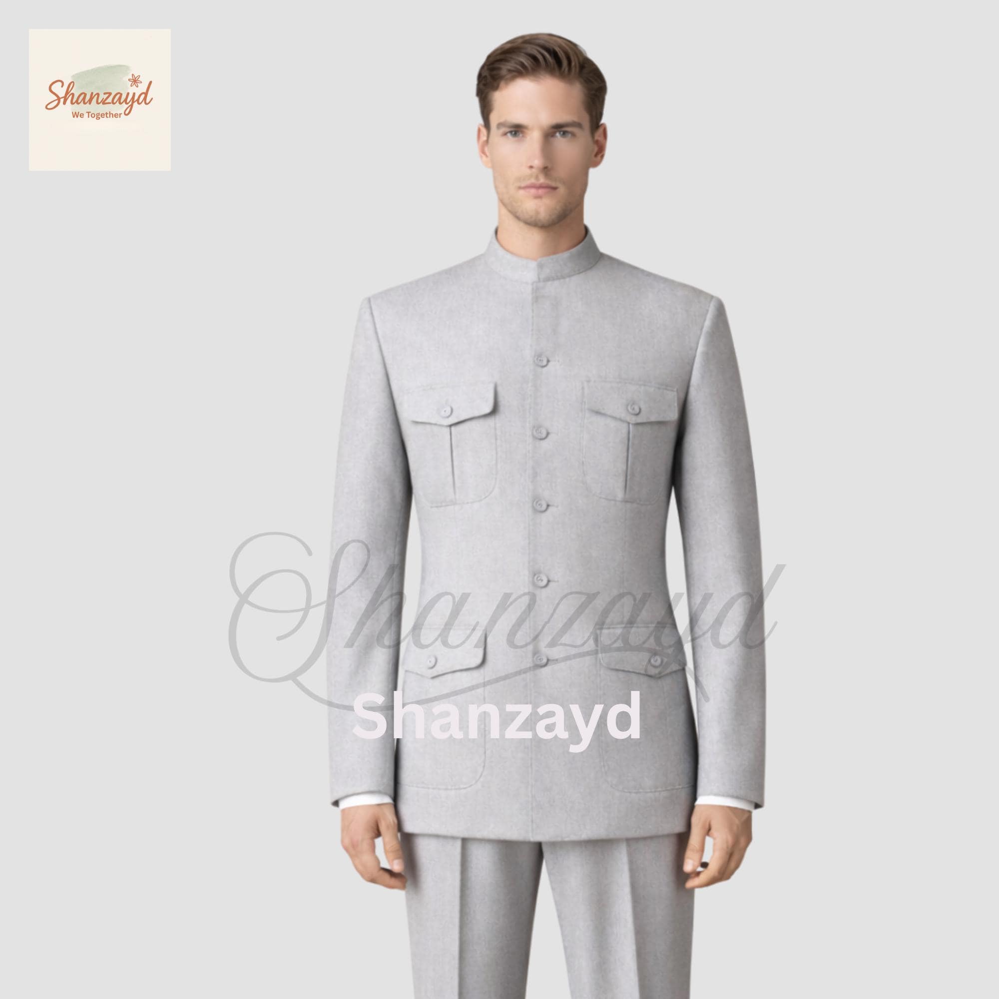 Men Grey Mao Suit , Zhongshan Jacket and Pants, Chinese Formal Tunic Suit, Wedding Party Wear, Indian Wedding Suit