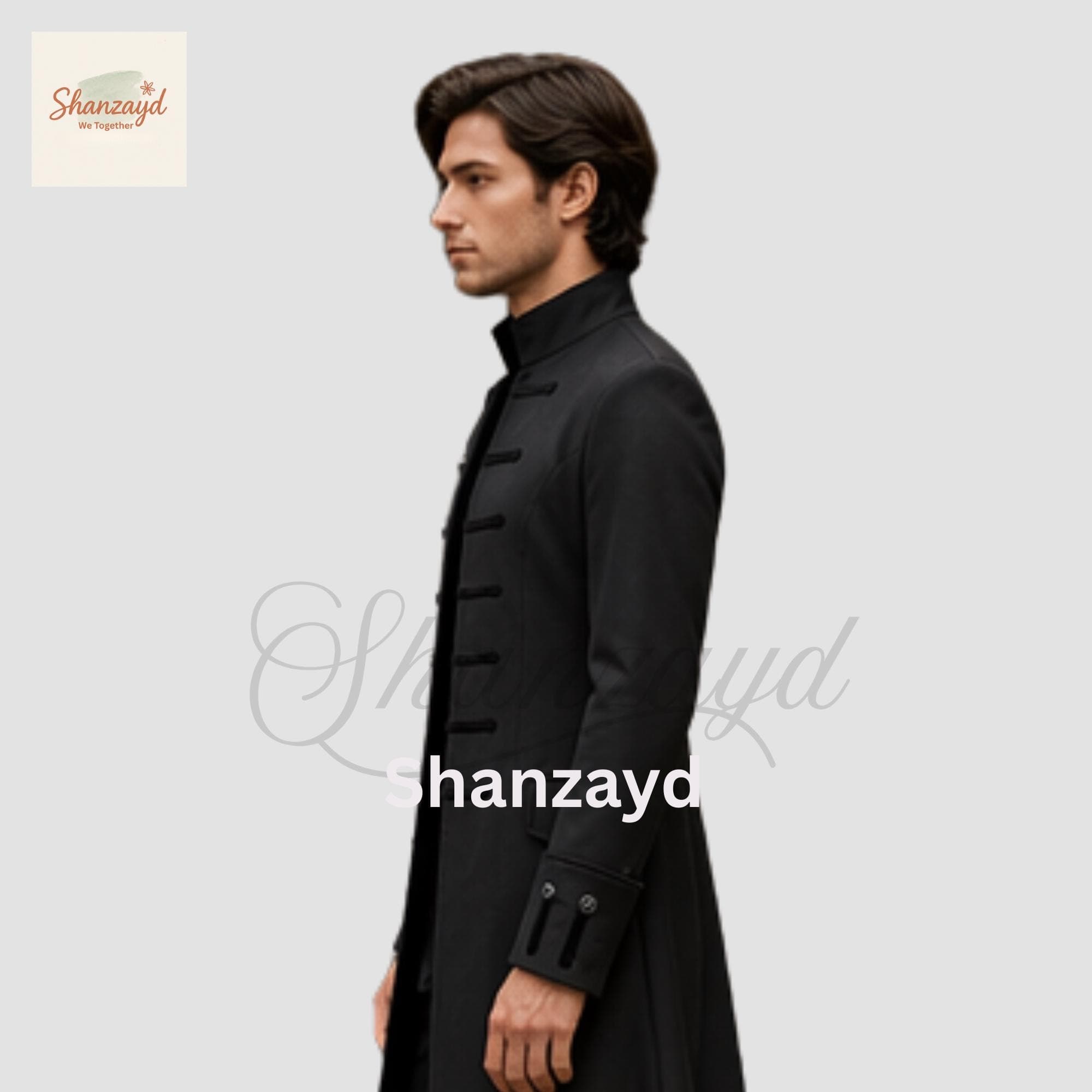 Black Gothic Frock Coat Men Victorian Long Coat Formal Tailcoat Steampunk Wedding Coat Regency Style Overcoat Military Style Coat - image 4
