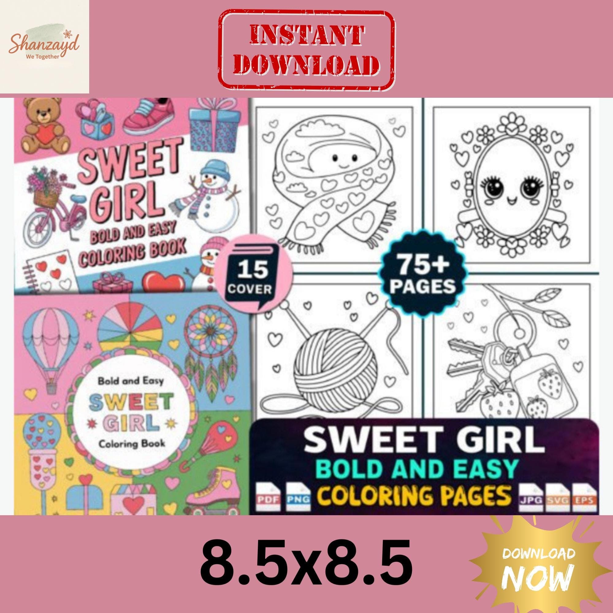 Girl Coloring Pages Printable KDP Interior Kids Coloring Book PDF Cute Girls Coloring Pages Commercial Use Instant Download