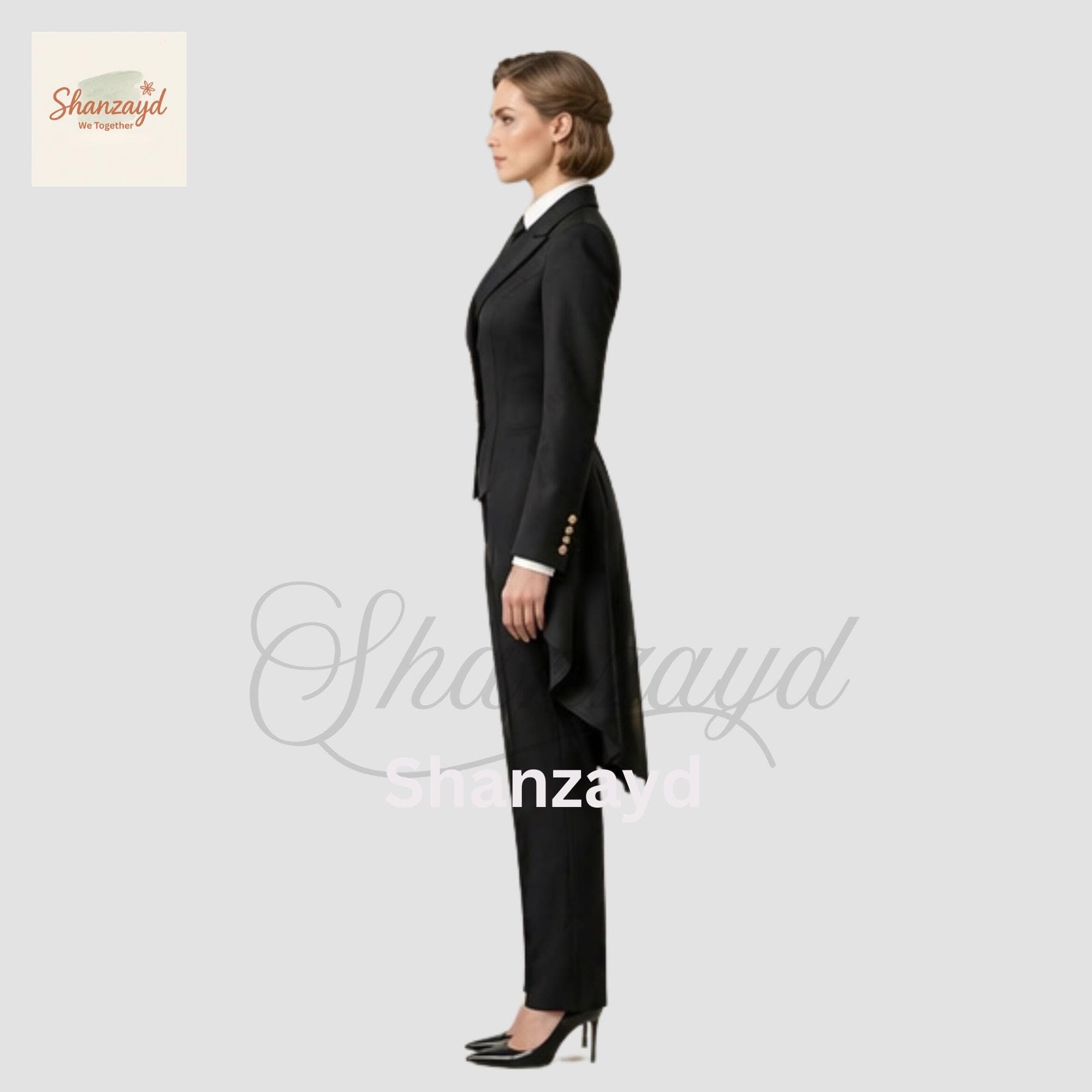 Black Victorian Tailcoat Women Gothic Frock Coat Formal Dress Jacket Steampunk Long Coat Double Breasted Tuxedo Coat Wedding Outfit - image 4