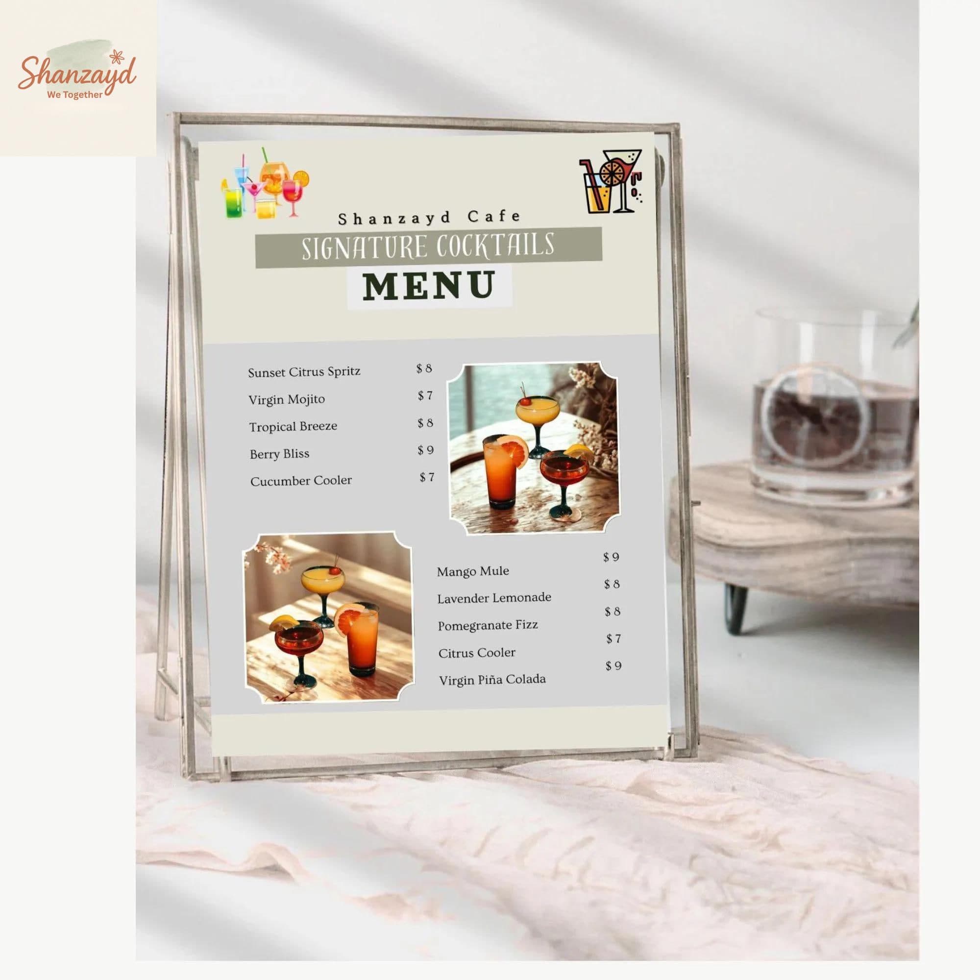 Editable Signature Cocktail Menu Wedding Bar Menu Template Printable Drink Menu Canva Template His and Hers Drinks Sign Instant Download - image 4