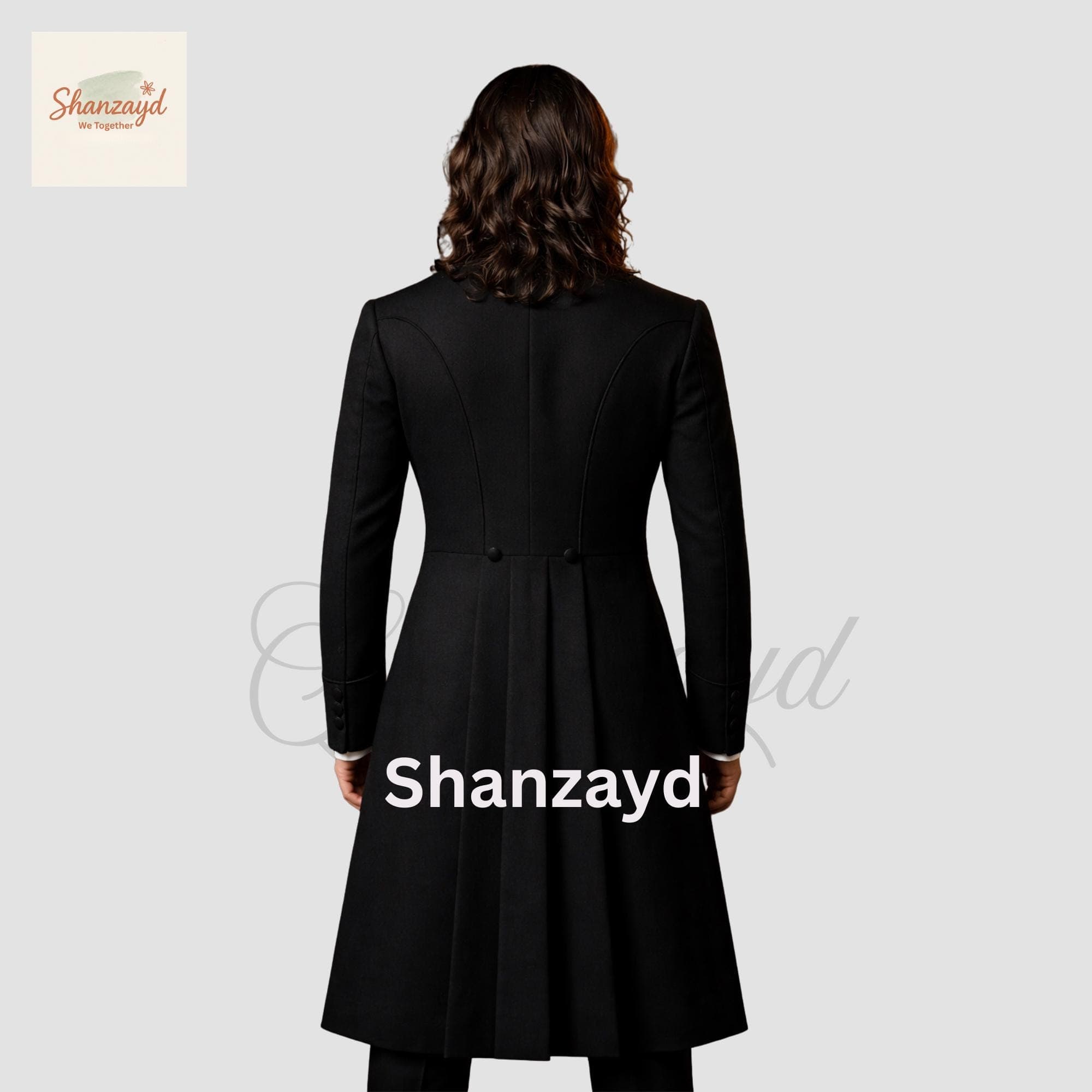 Black Victorian Frock Coat Men, Gothic Tailcoat Wedding Suit ,Regency Formal Coat ,Steampunk Outfit Long Coat ,Custom Made - image 3