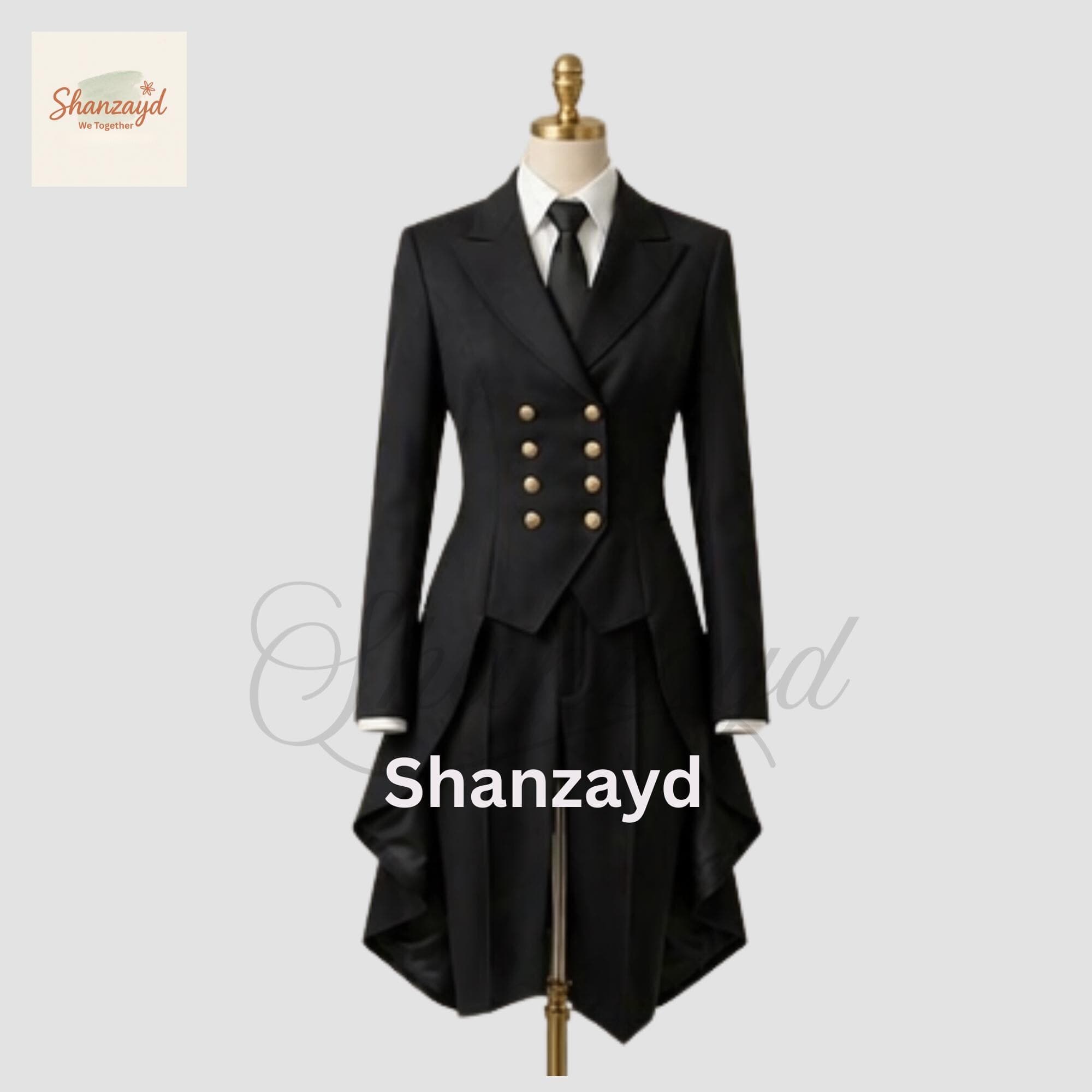 Black Victorian Tailcoat Women Gothic Frock Coat Formal Dress Jacket Steampunk Long Coat Double Breasted Tuxedo Coat Wedding Outfit - image 5