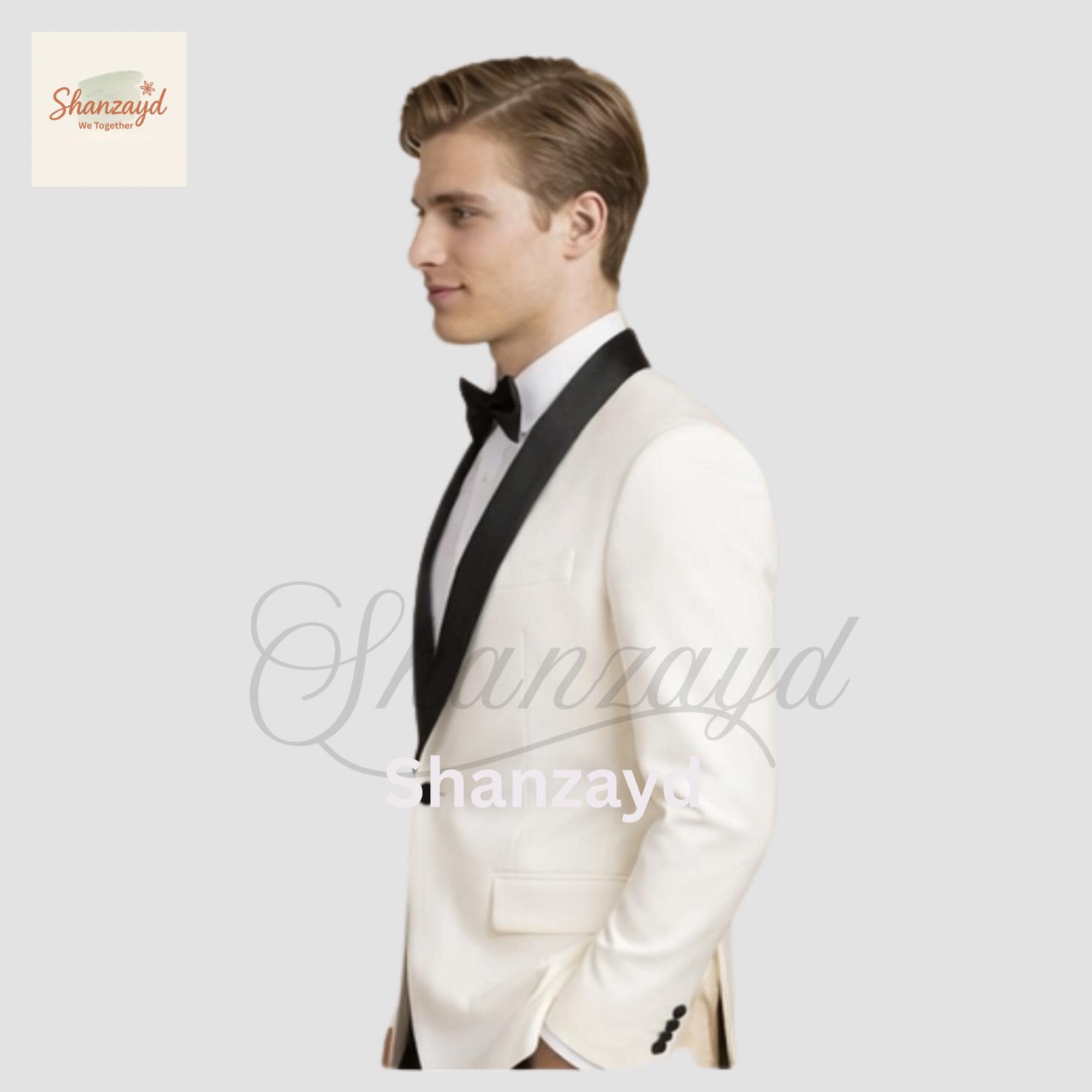 Ivory Tuxedo Suit Men Wedding Groom Suit Black Shawl Lapel Tuxedo Formal Dinner Jacket Prom Suit Groomsmen Outfit Custom Made Suit - image 3