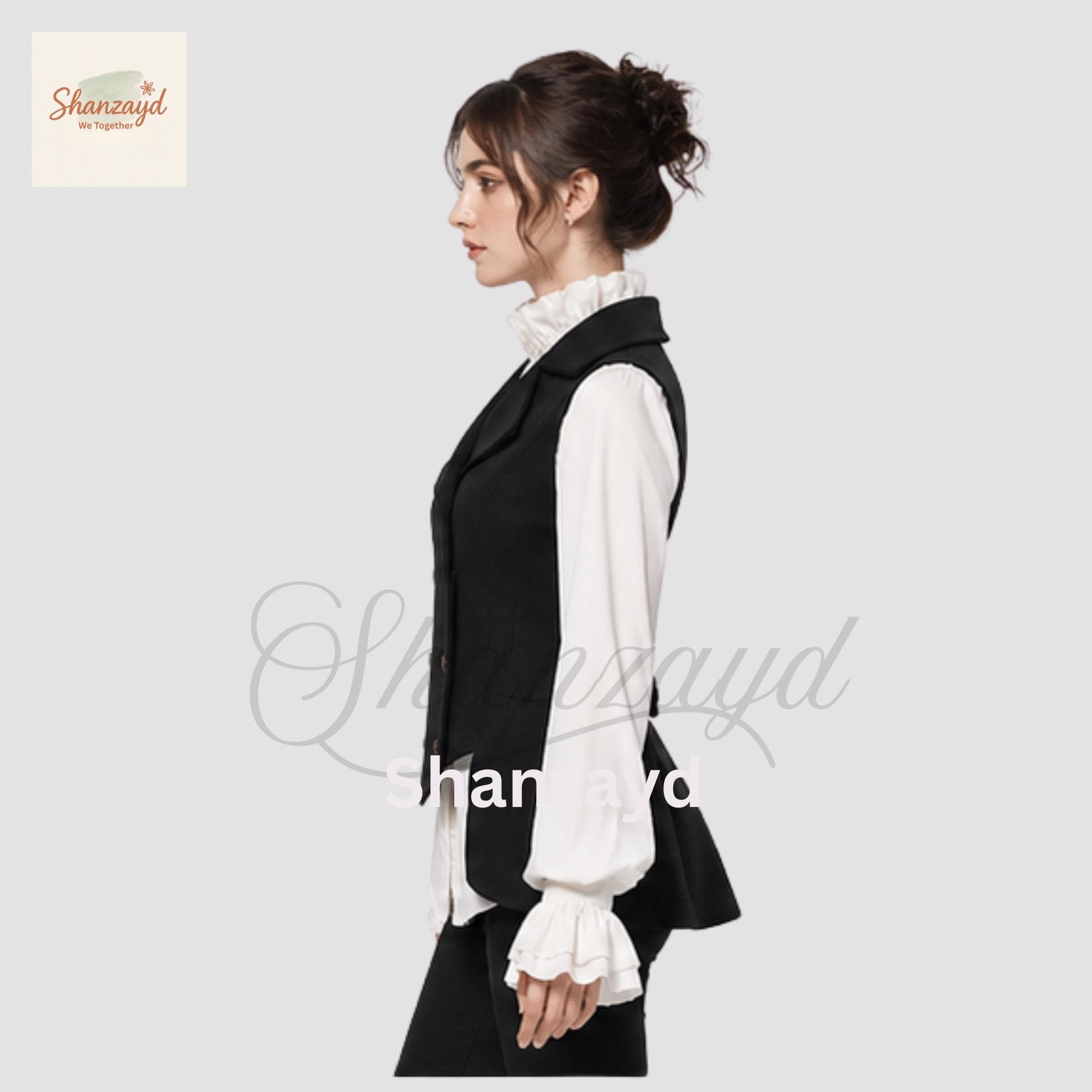 Victorian Black Tailcoat Women Gothic Vest Double Breasted Tailcoat Style Vest Regency Edwardian Outfit Steampunk Formal Vest Custom Made - image 4