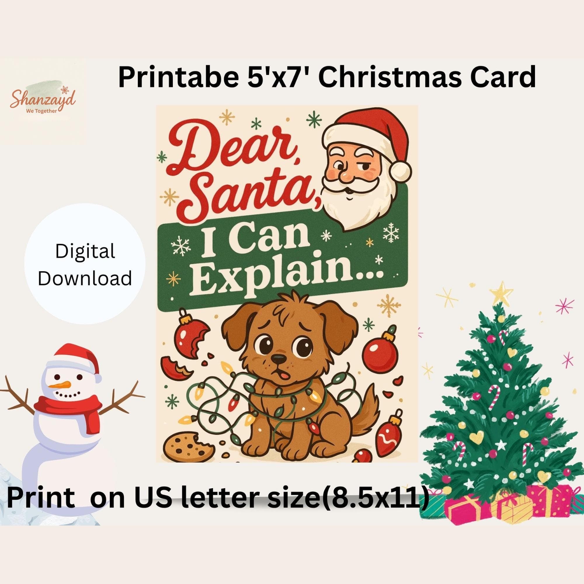 Funny Christmas Card • Wife Christmas Card • 5x7 PDF • Holiday Greeting •Pet Lover Card • Instant Download - image 5