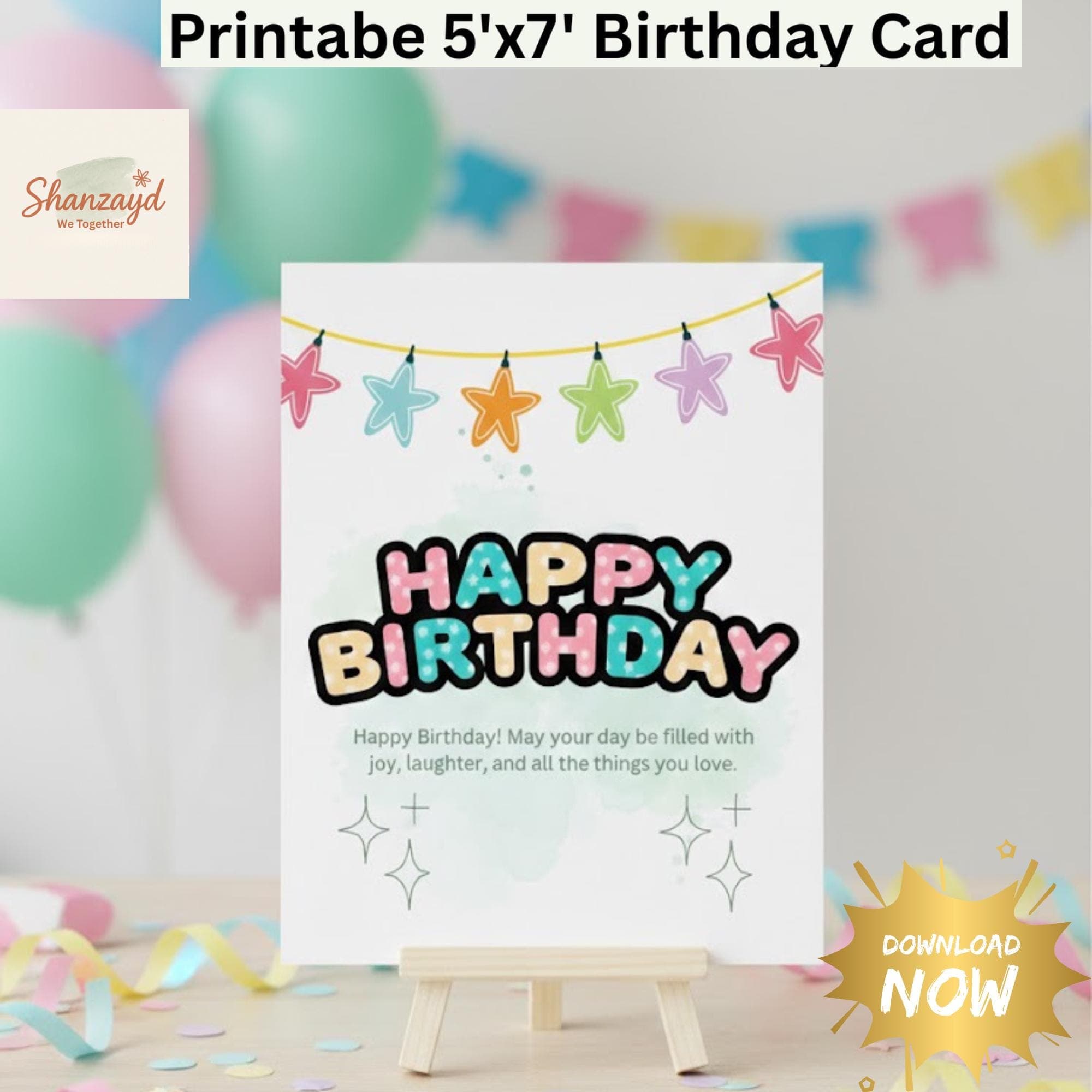 Happy Birthday Card | Kids Birthday Card  | Girls Birthday Card| Birthday card for her |  5x7 PDF Digital Download