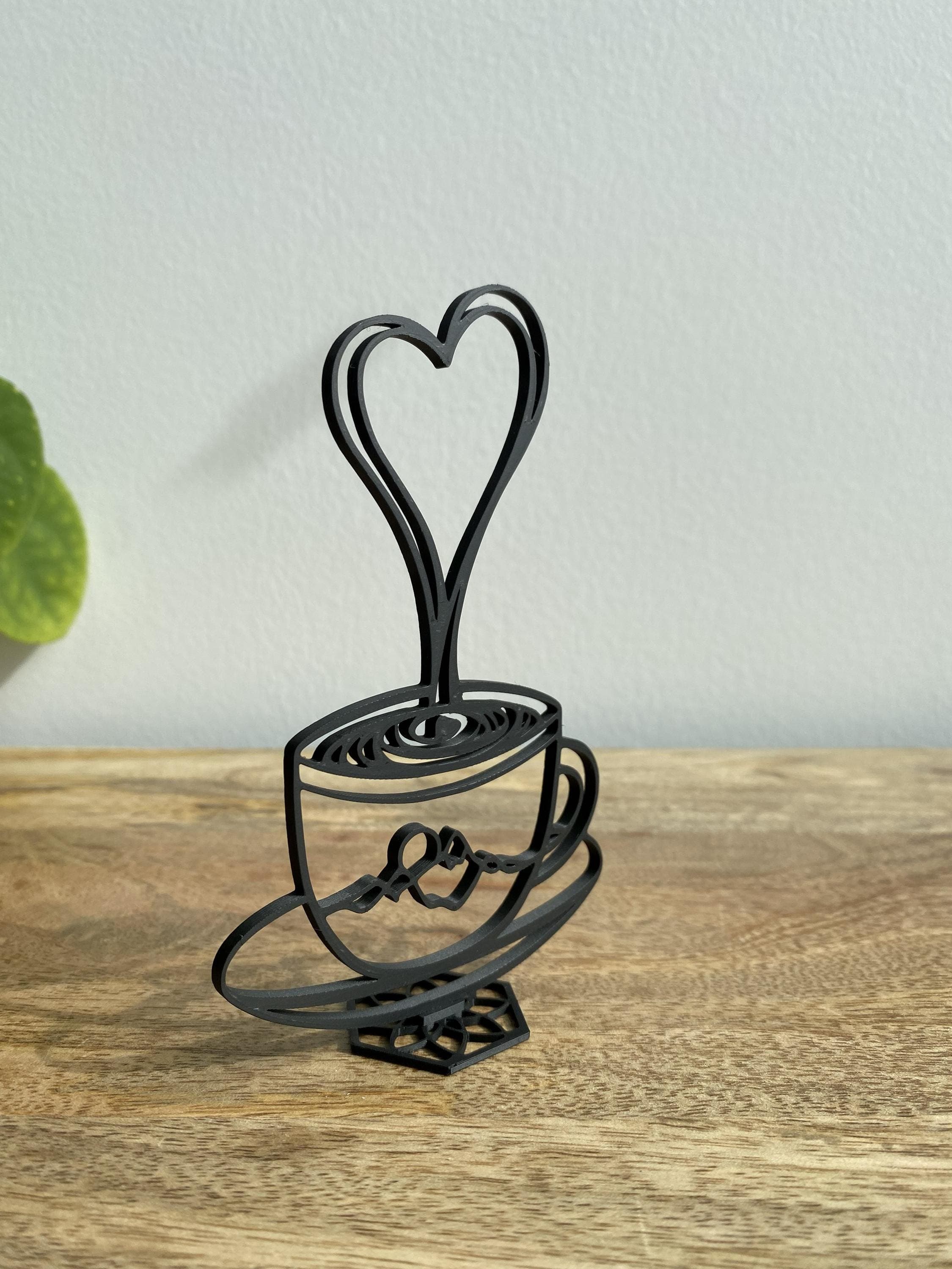 Mountain Coffee Mug Sculpture | Heart Steam | Minimalist Desk Bar Decor 3D