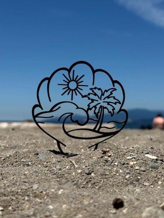Beach Decor 3D | Minimalist Fine Line Ocean Summer Art | Palm Tree, Wave & Sun Sculpture - image 4