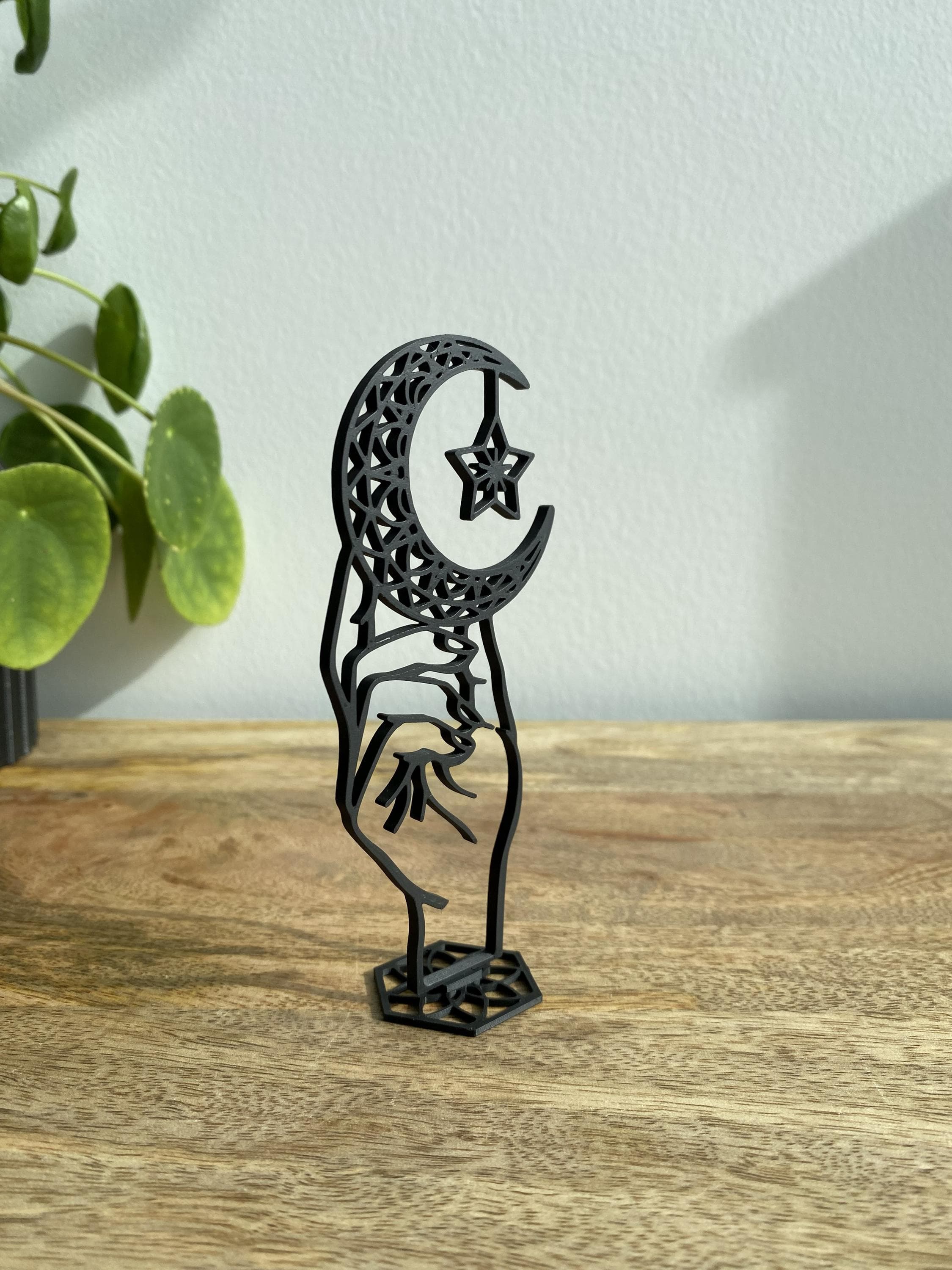 Islamic Decor | Hand Holding Crescent Moon Star Ramadan | Desk Decor